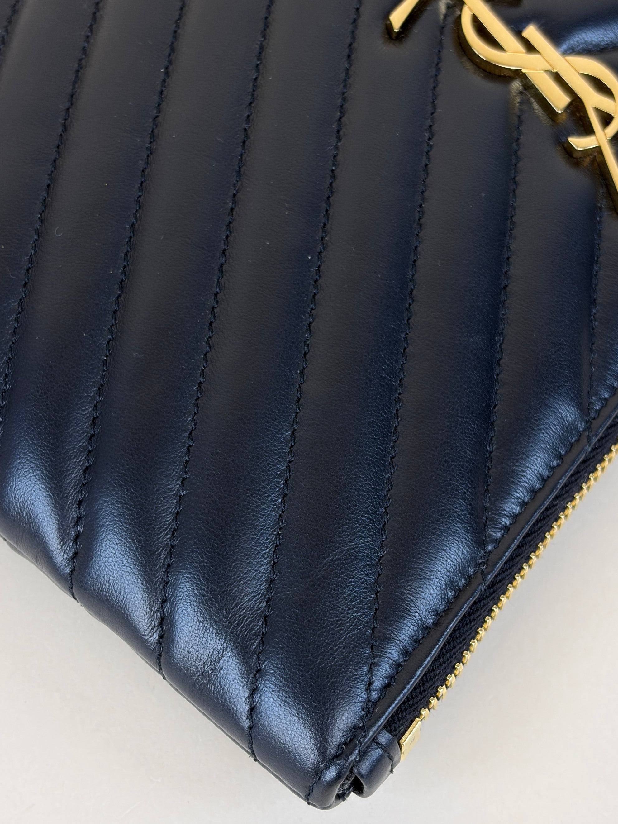 YSL Black Cassandre Quilted A5 Pouch