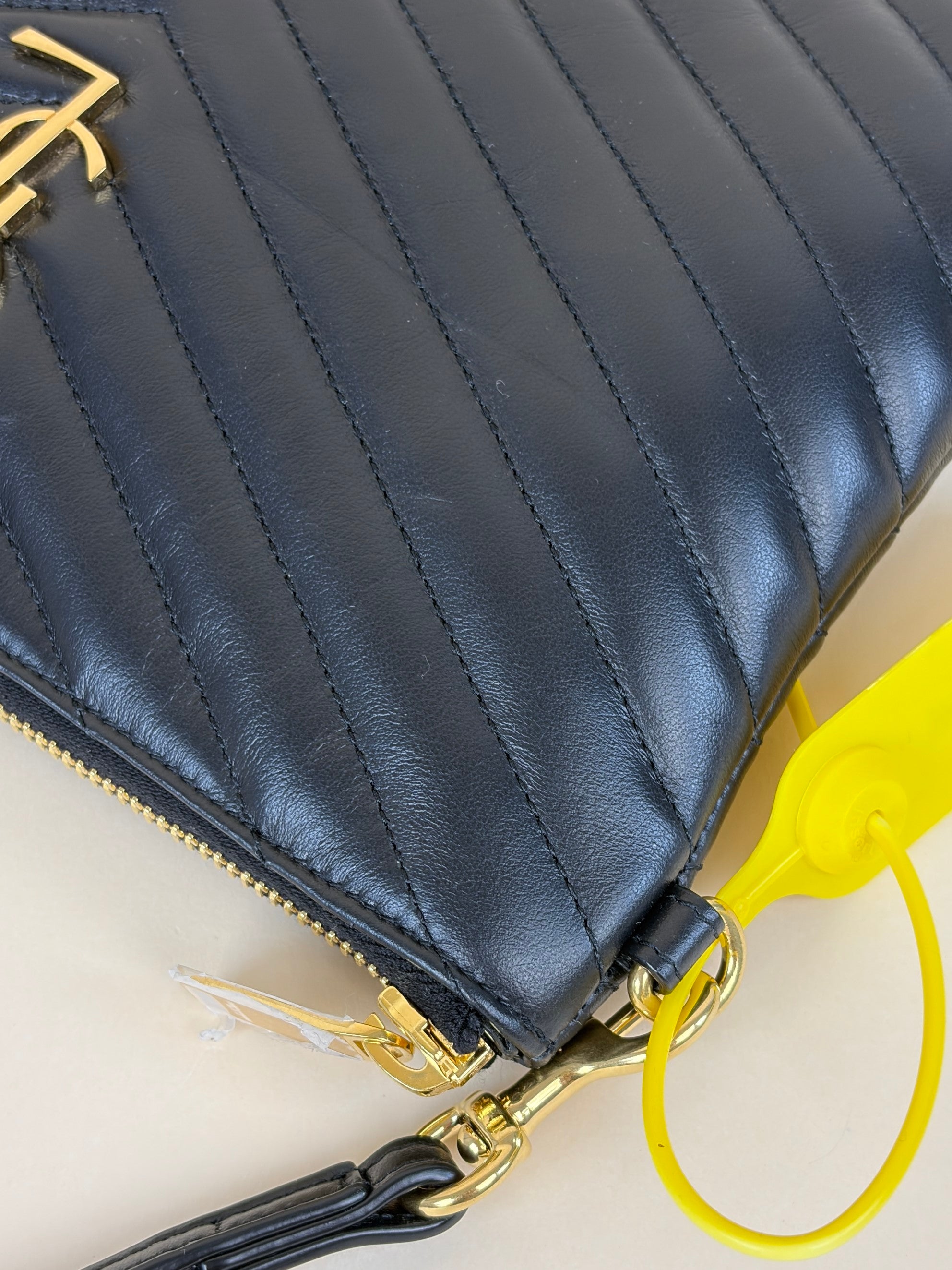 YSL Black Cassandre Quilted A5 Pouch
