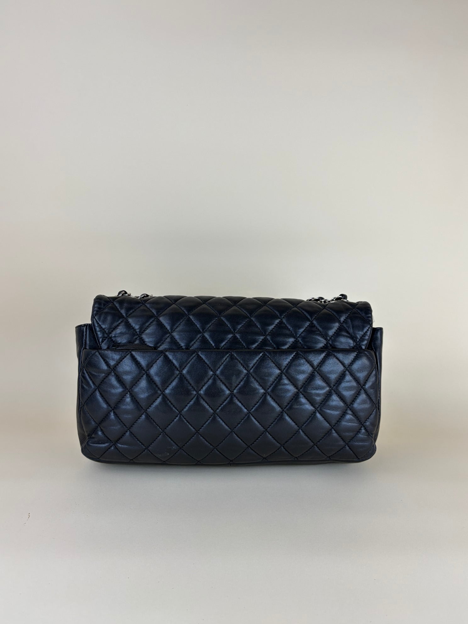 CHANEL black quilted lambskin leather coco rain jumbo flap bag