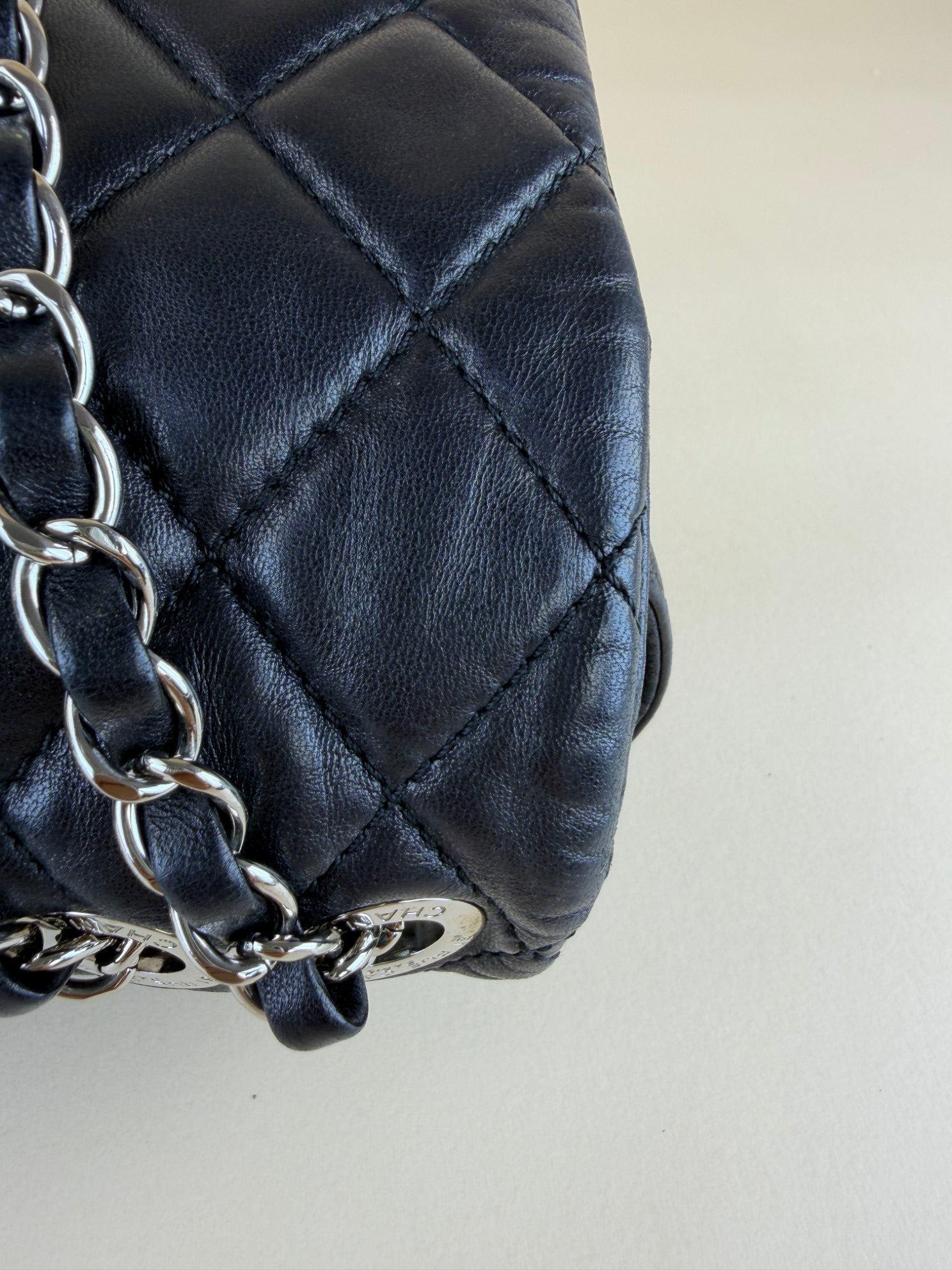 CHANEL black quilted lambskin leather coco rain jumbo flap bag