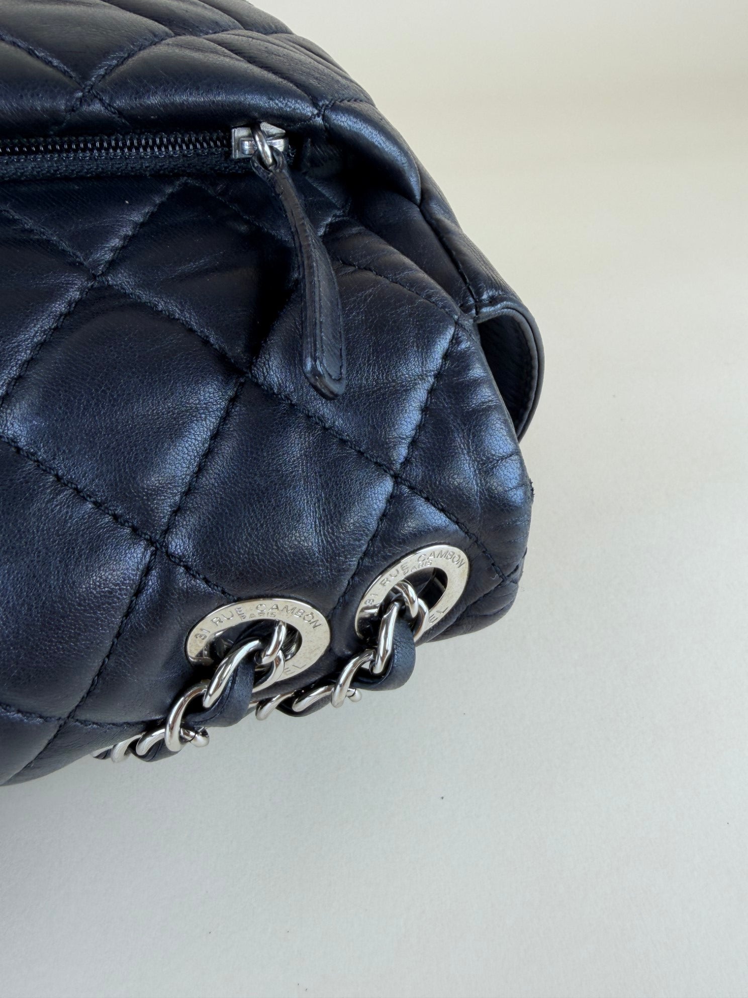 CHANEL black quilted lambskin leather coco rain jumbo flap bag