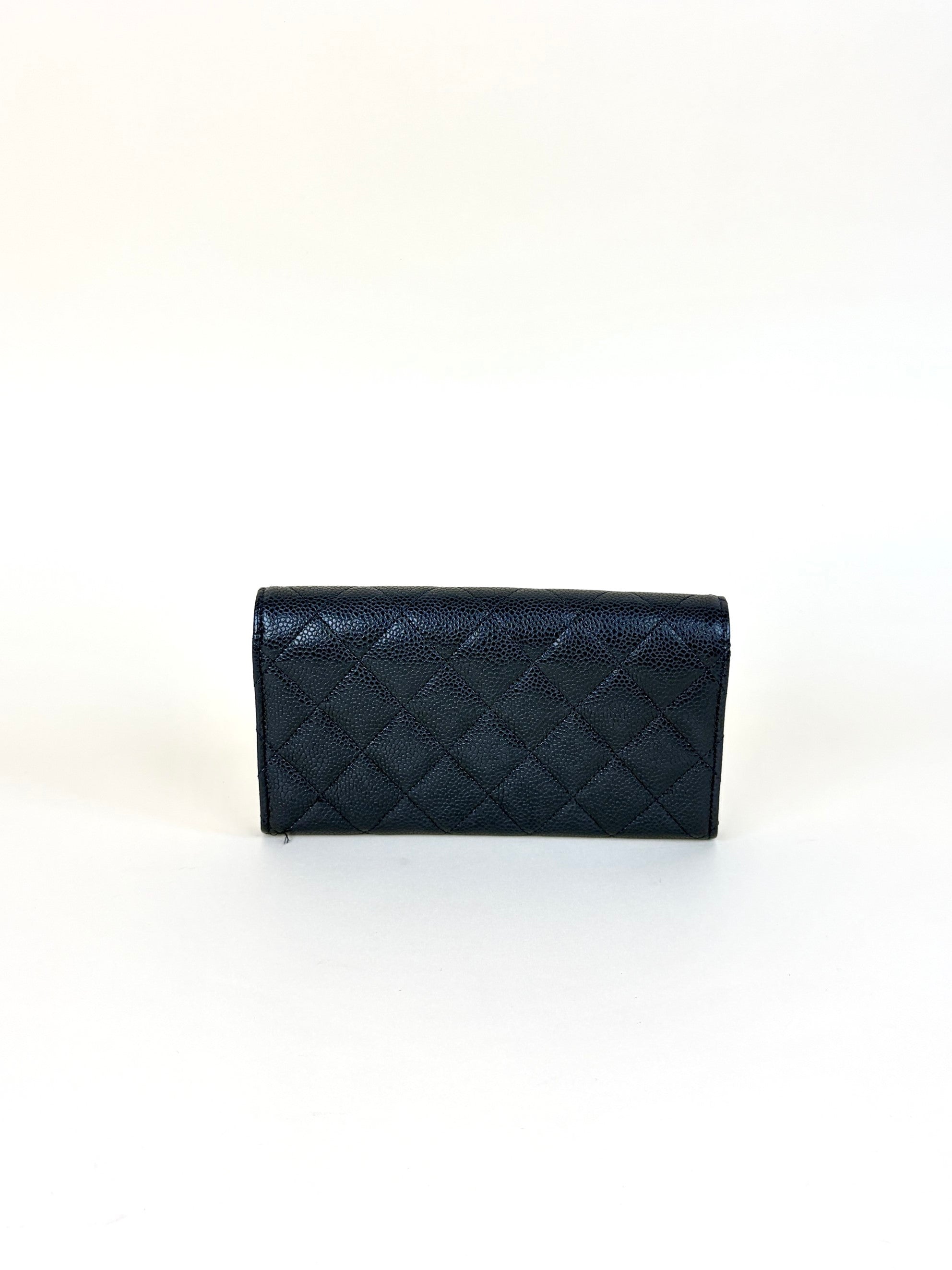 Chanel Black Quilted Large Gusset Flap Wallet
