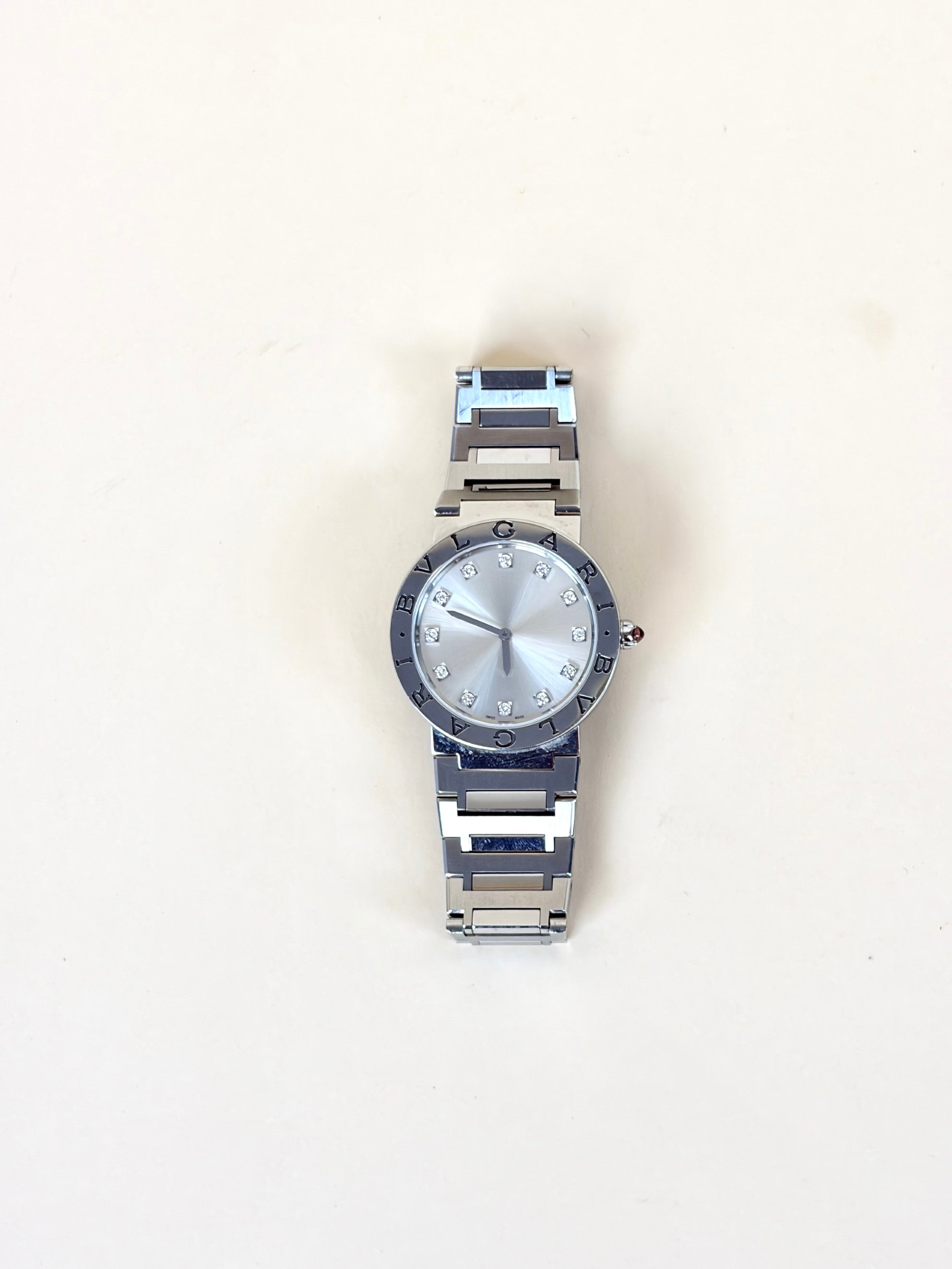 Bvlgari Stainless Steel Diamond Indexes Lady 33mm Quartz Watch