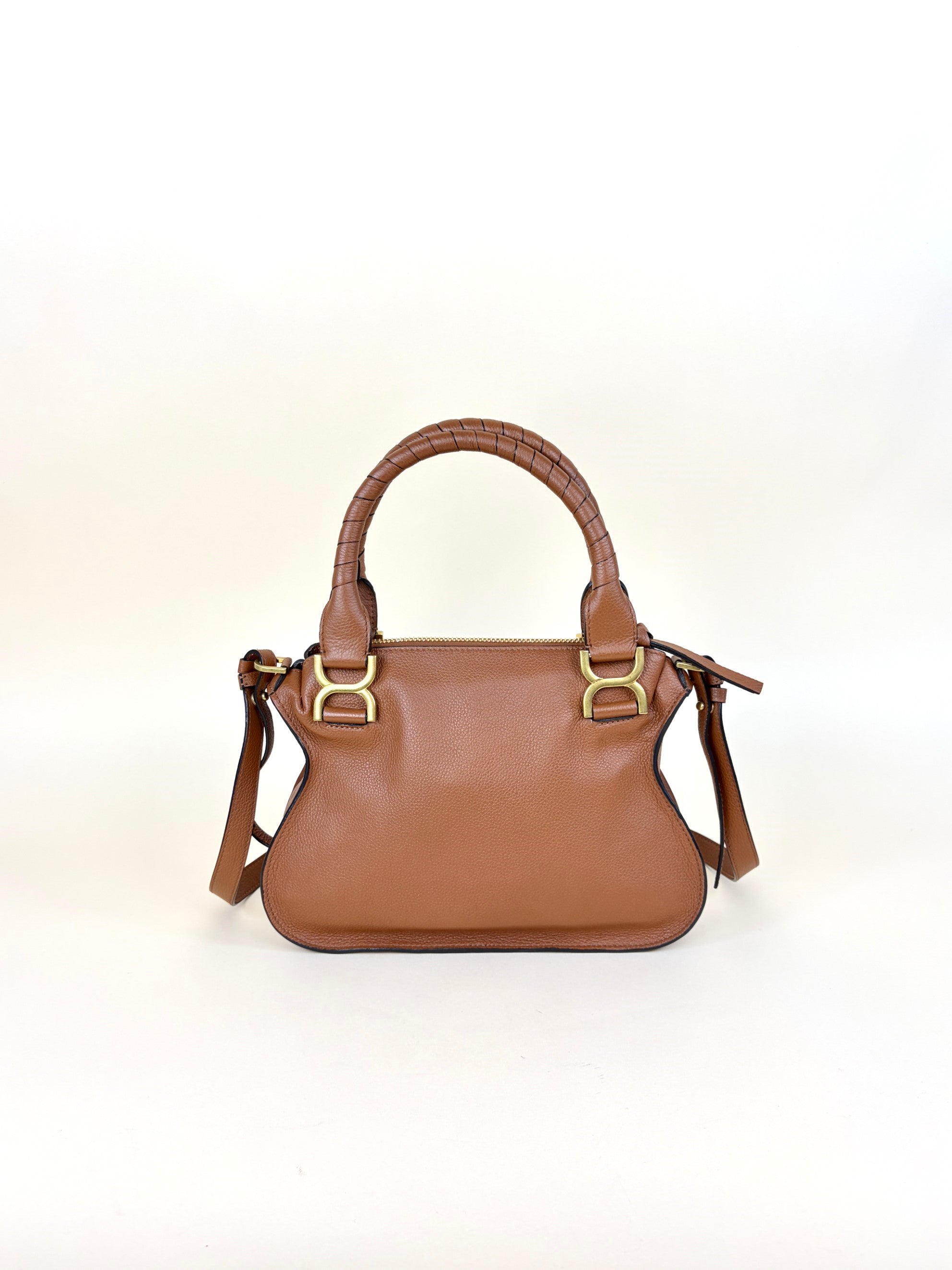 Chloe tan grained leather small Marcie shoulder bag