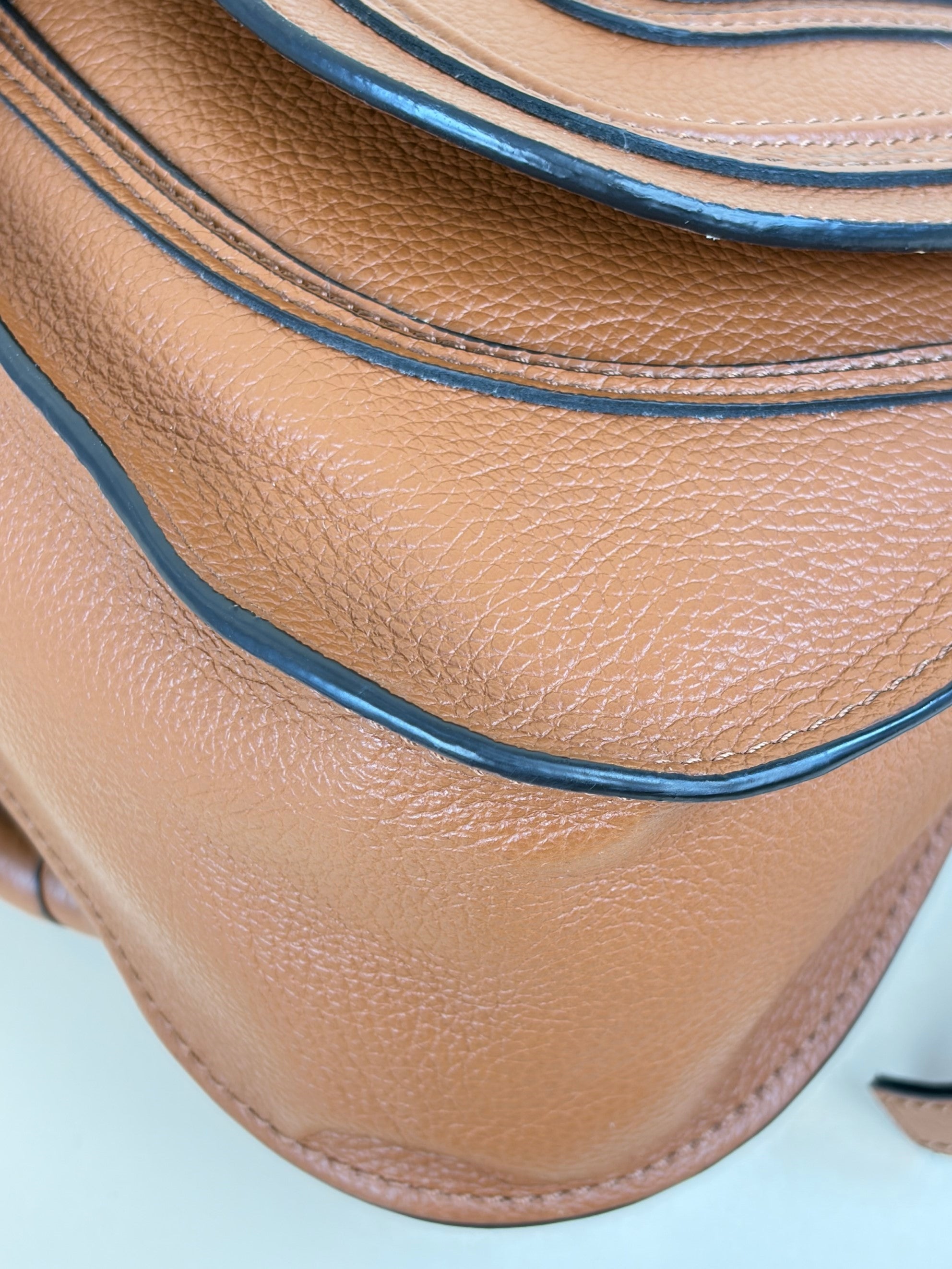 Chloe tan grained leather small Marcie shoulder bag
