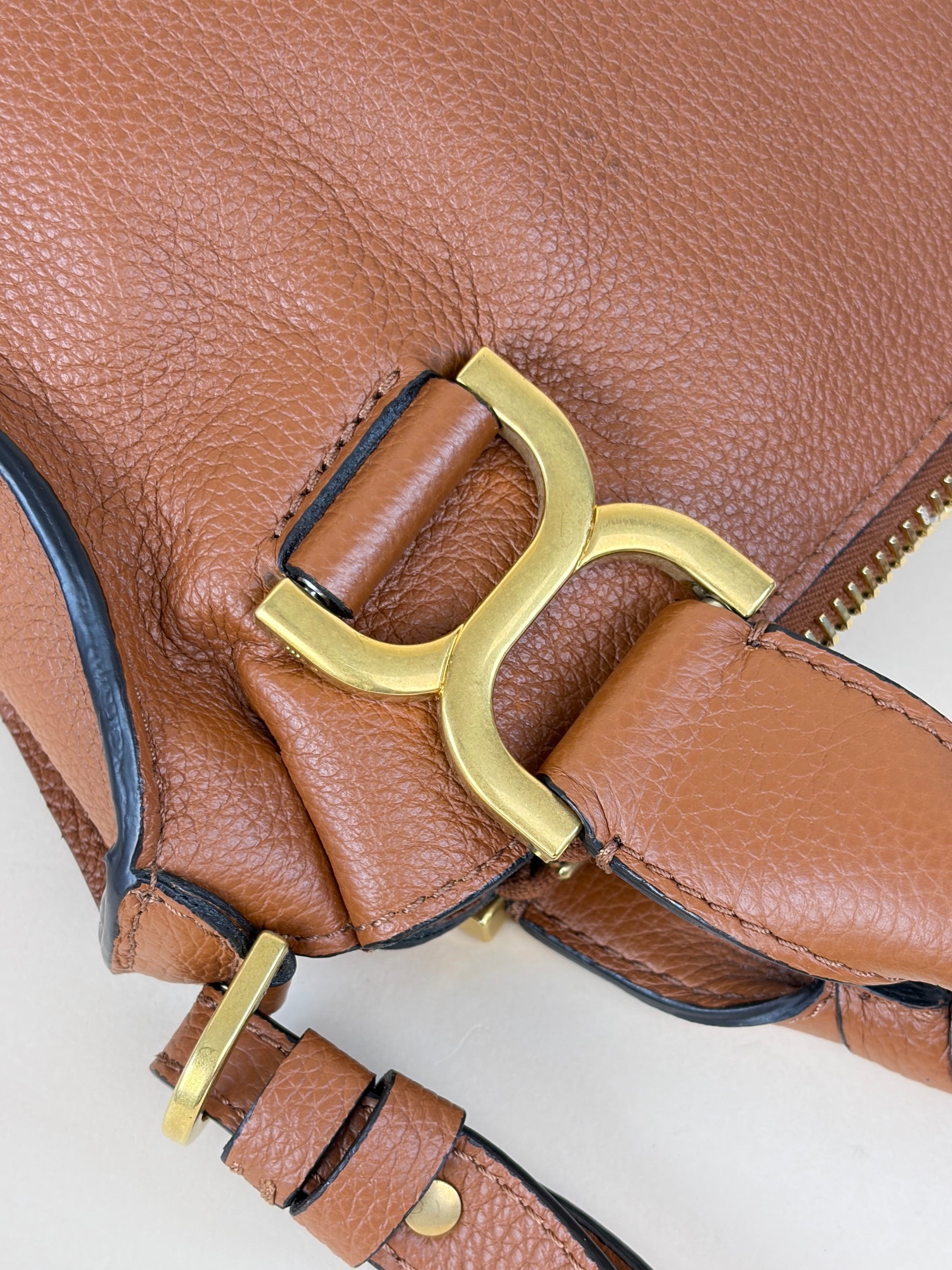 Chloe tan grained leather small Marcie shoulder bag