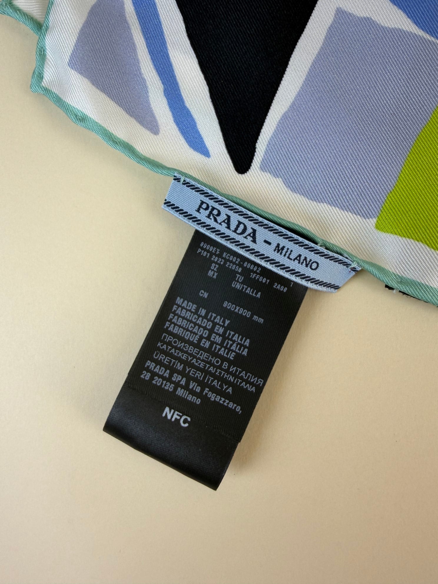 Prada Sky Blue Picturesque Milano Print Silk Foulard Scarf