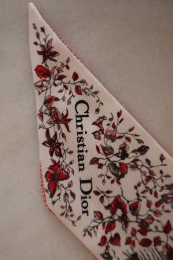 Christian Dior Multicolor Floral Mitzah Twilly W/ Christian Dior Logo