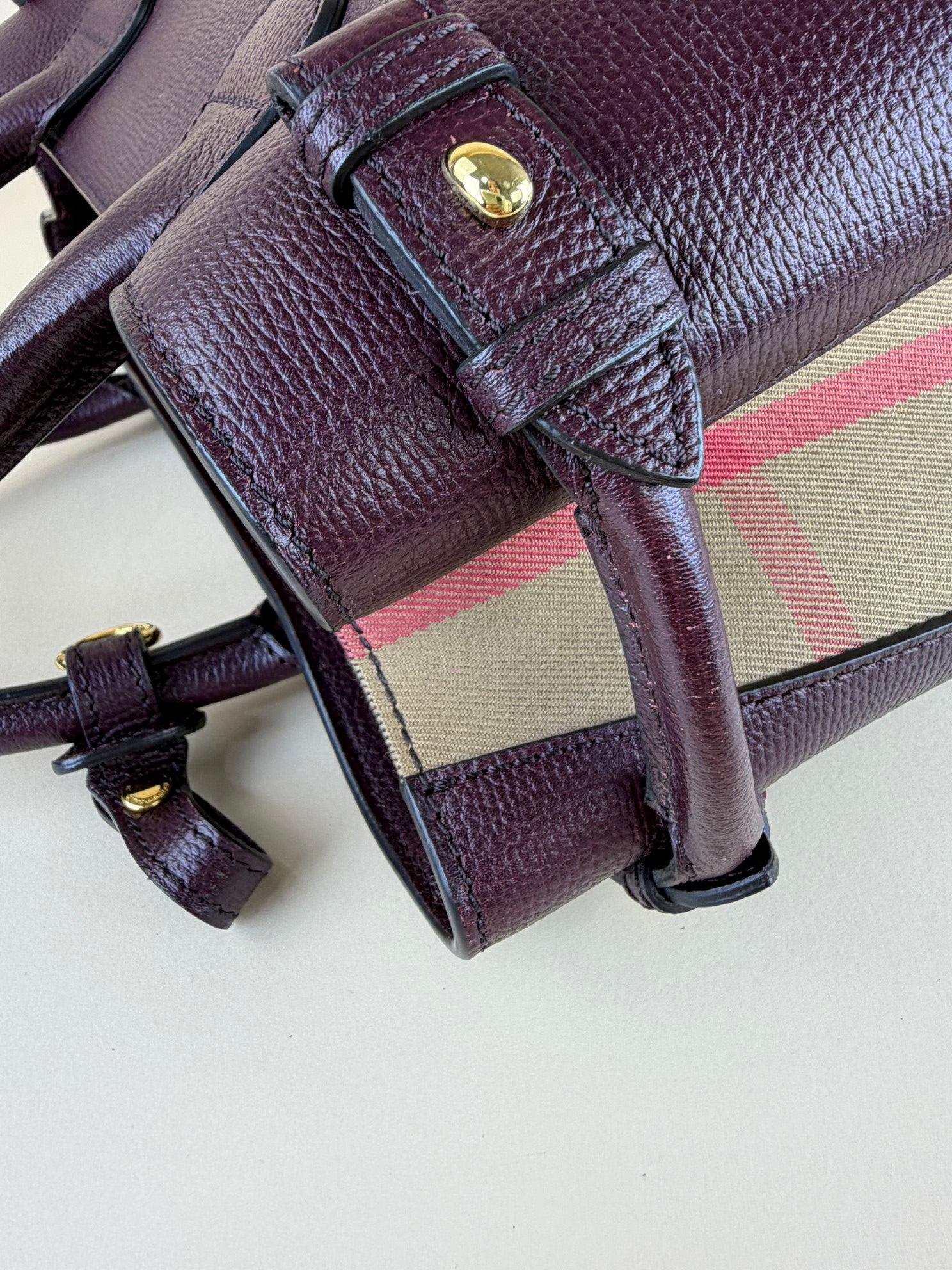 Burberry Burgundy leather Banner medium  Tote Baby Bag