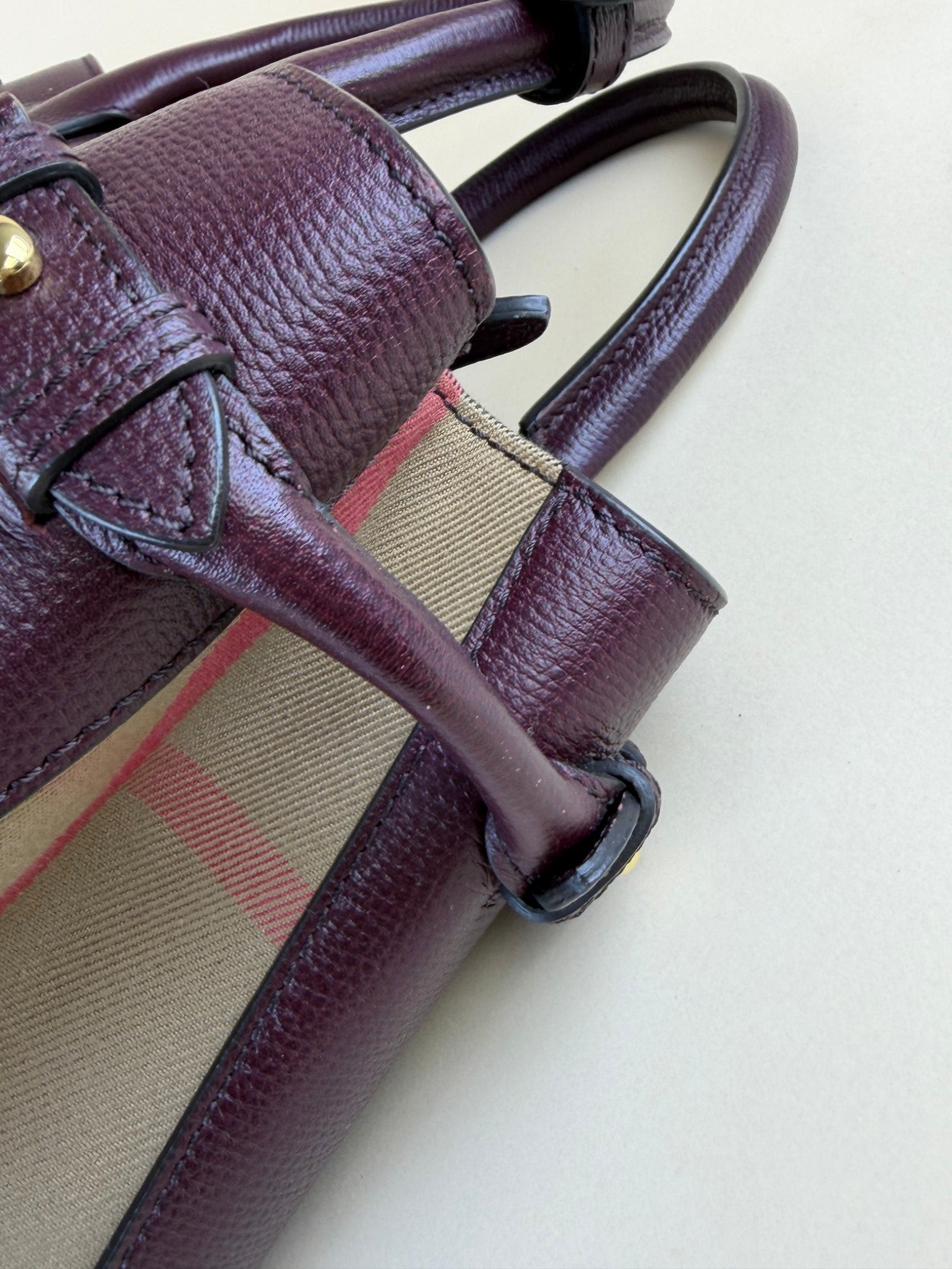 Burberry Burgundy leather Banner medium  Tote Baby Bag