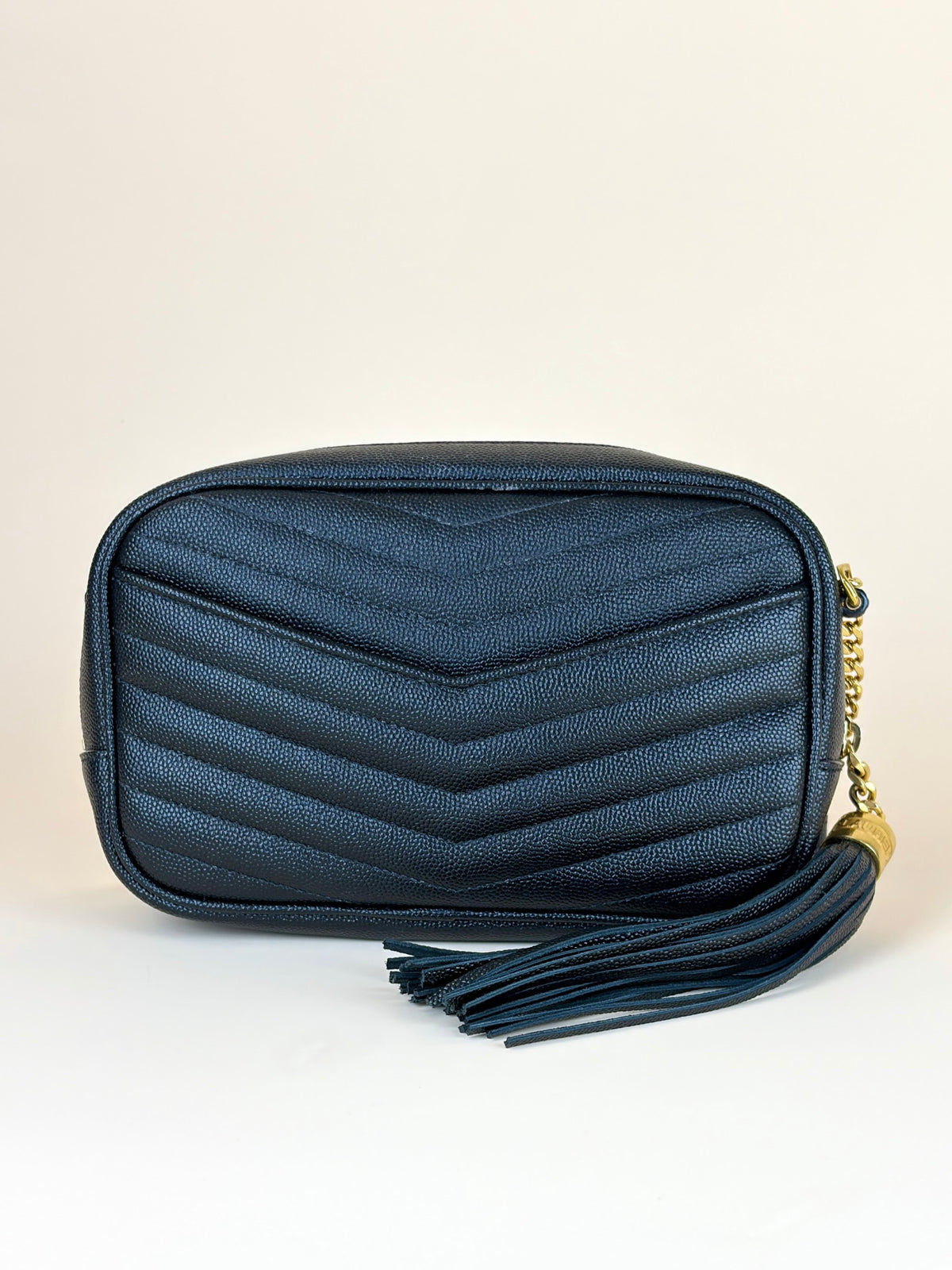 YSL Black grain de padre leather mini Lou Camera calfskin