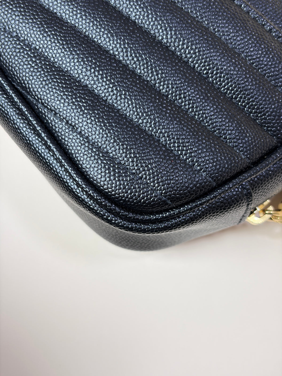 YSL Black grain de padre leather mini Lou Camera calfskin