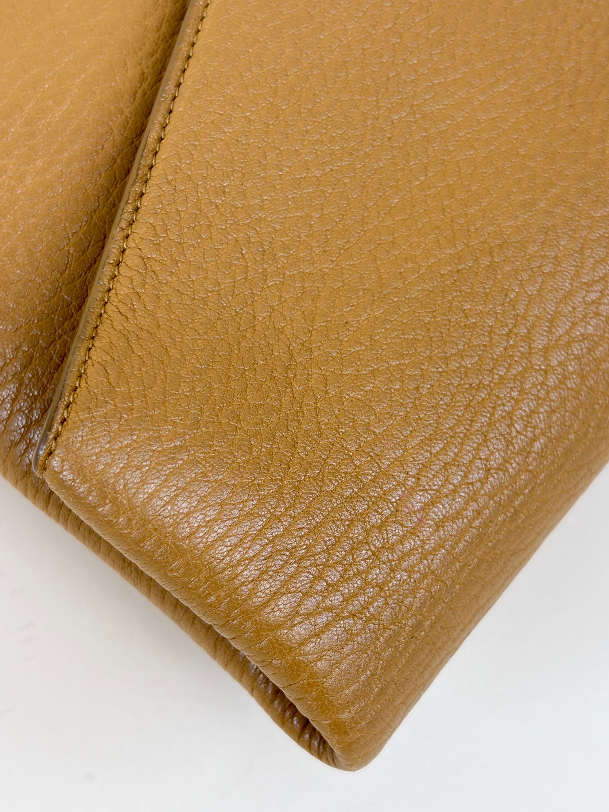 YSL camel lambskin Cassandre large envelope pouch