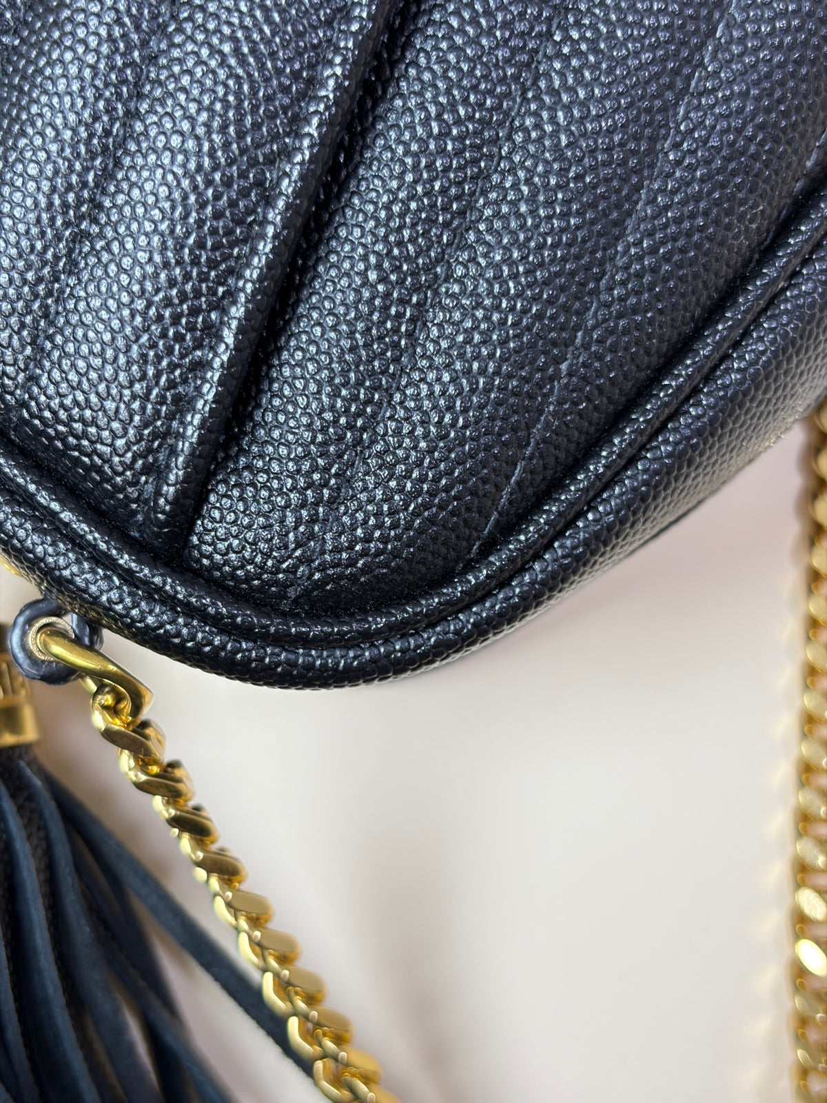 YSL Black grain de padre leather mini Lou Camera calfskin