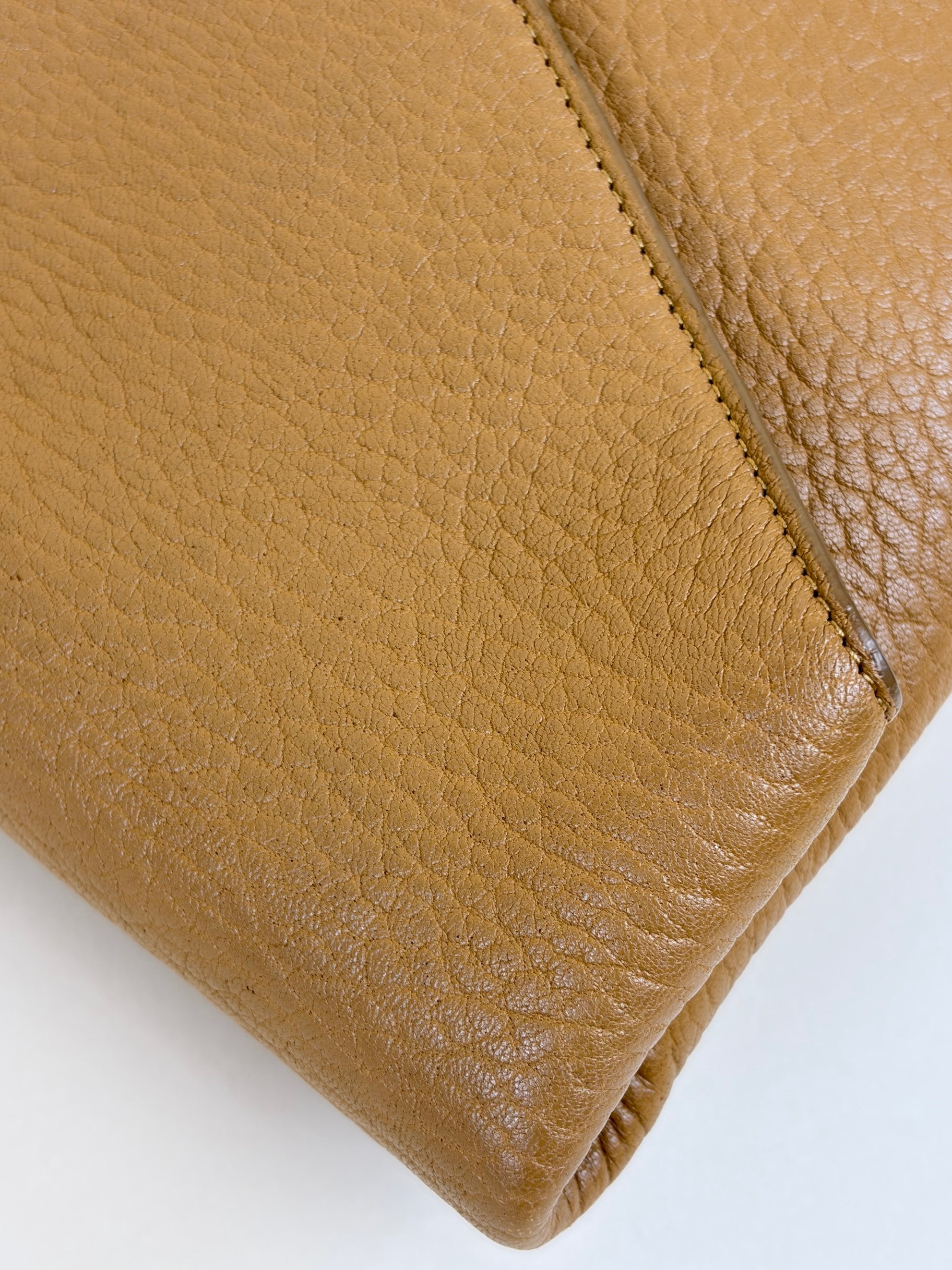YSL camel lambskin Cassandre large envelope pouch