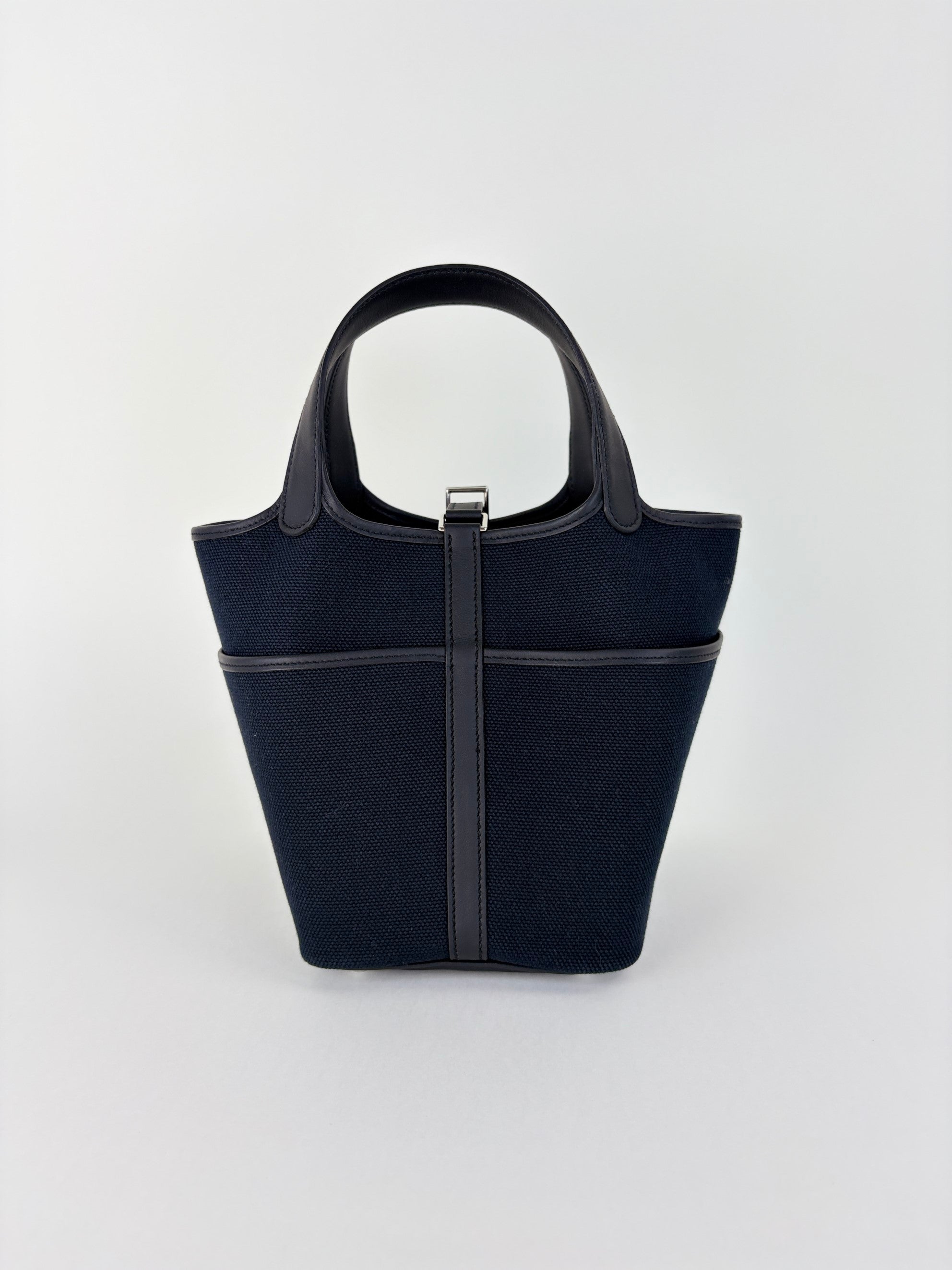 Hermes cargo picoting pocket lock 18noir Golland canvas and swift calfskin palladium Hardware
