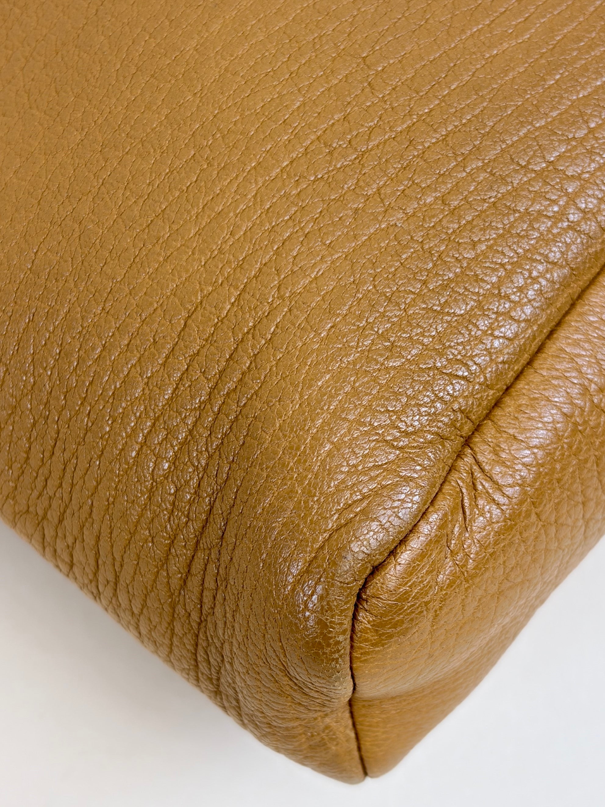 YSL camel lambskin Cassandre large envelope pouch