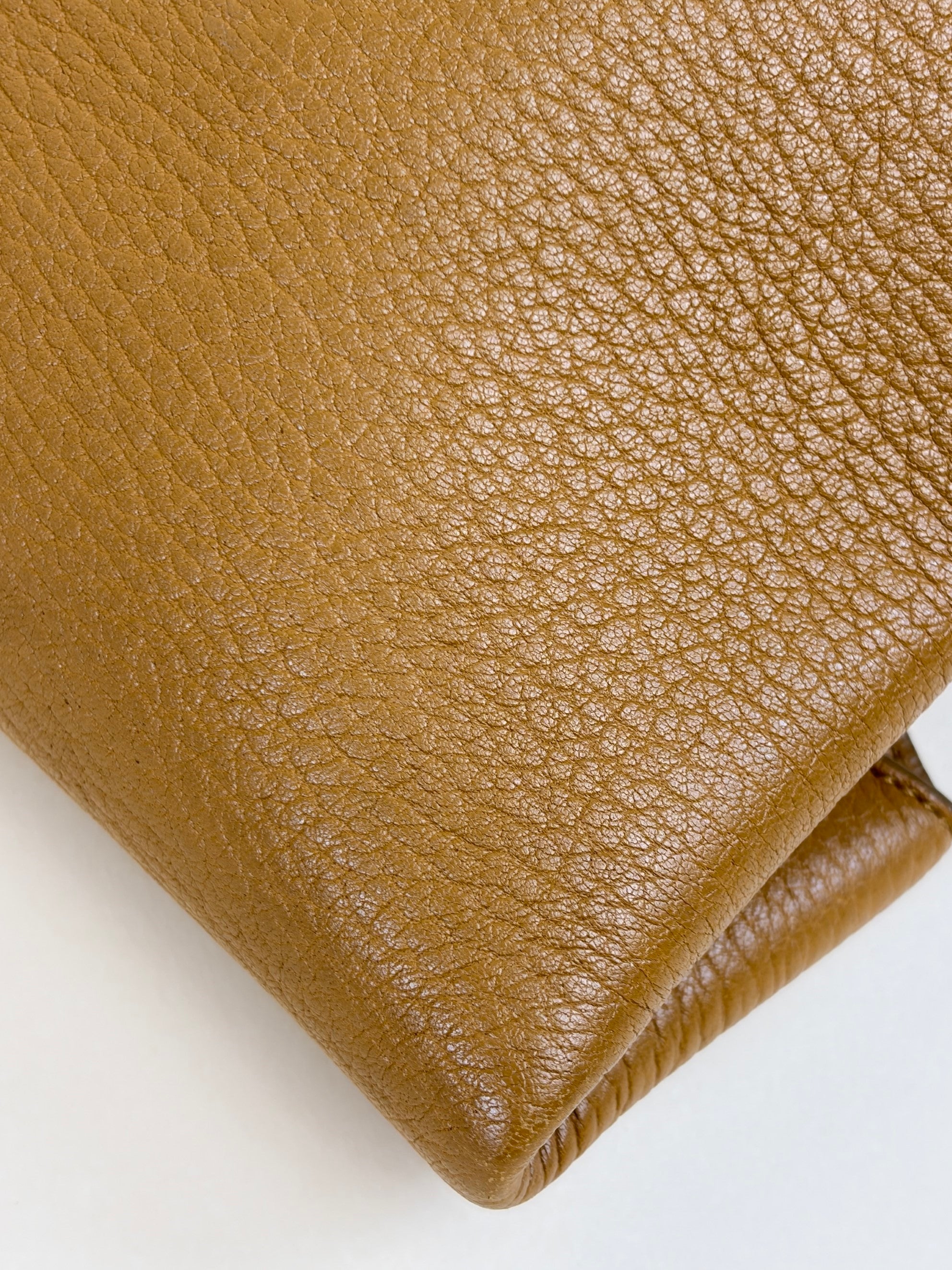 YSL camel lambskin Cassandre large envelope pouch