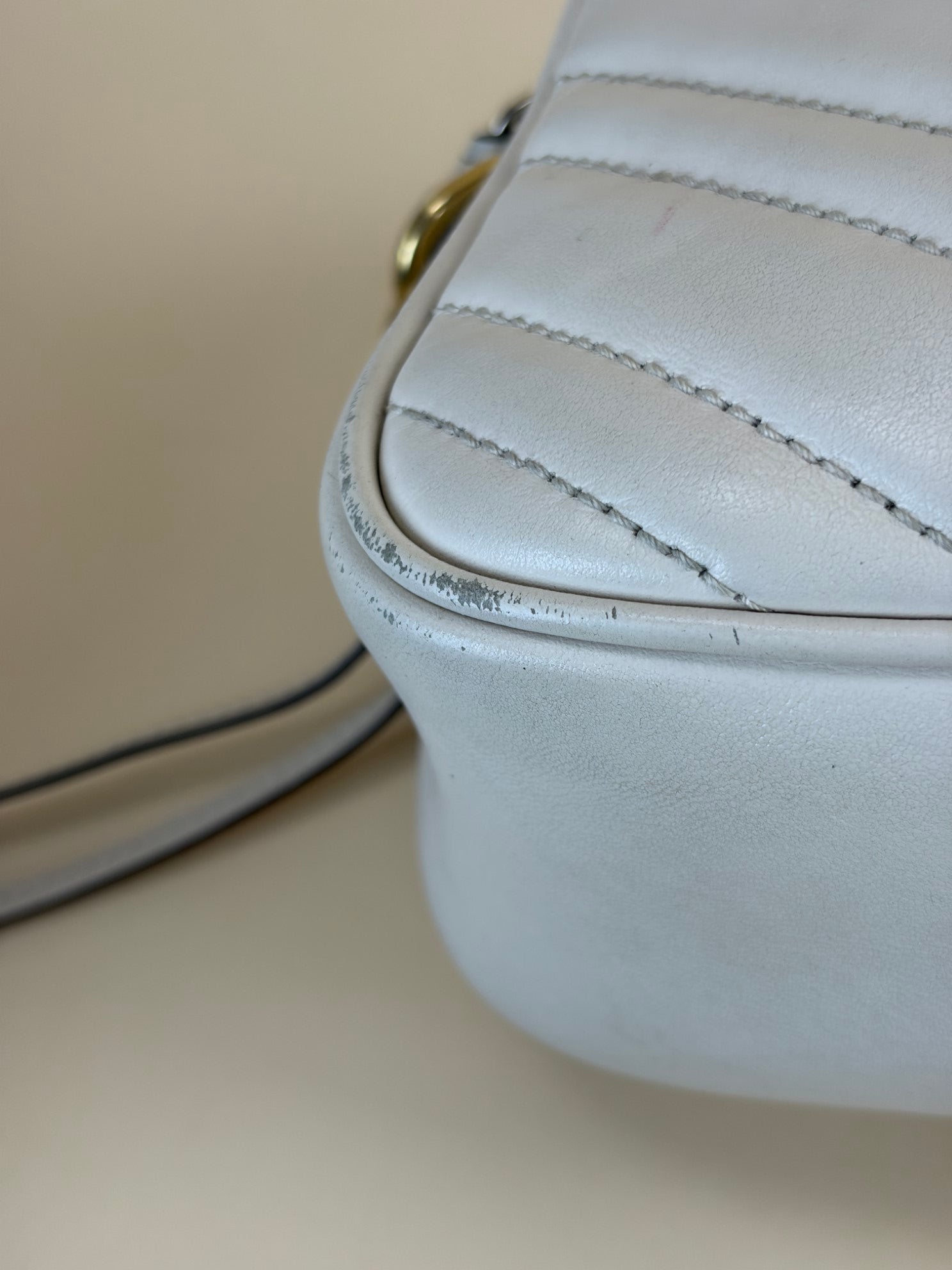 Gucci White GG Marmont Small Camera Bag