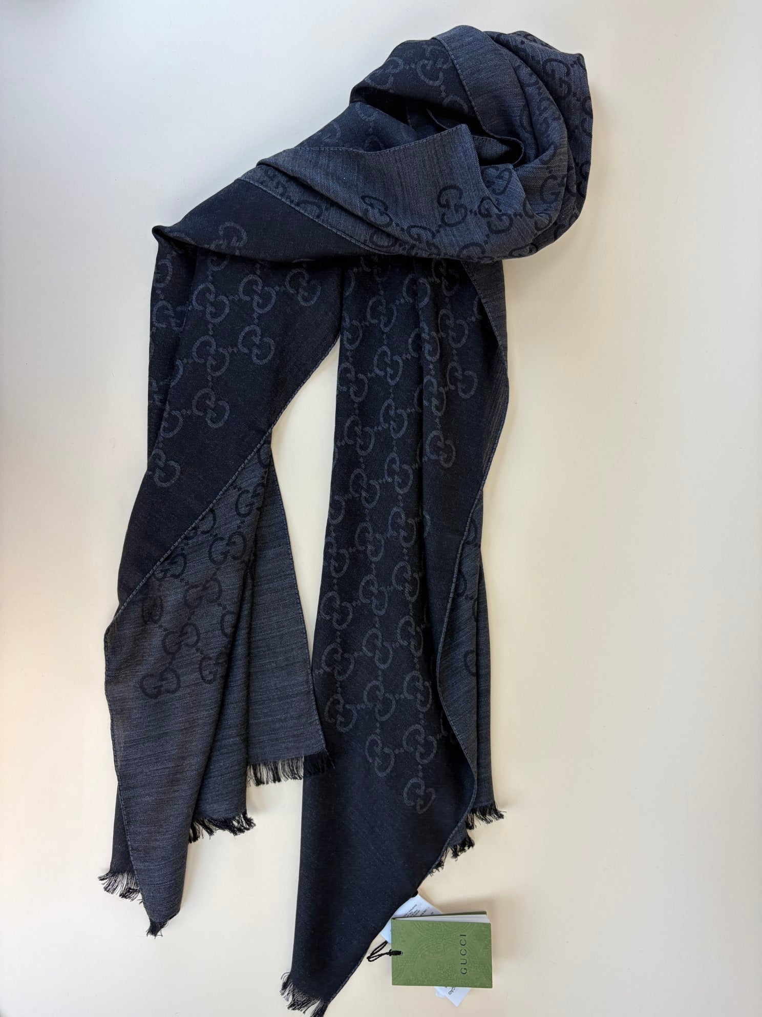 Gucci Black GG monogram silk Scarf