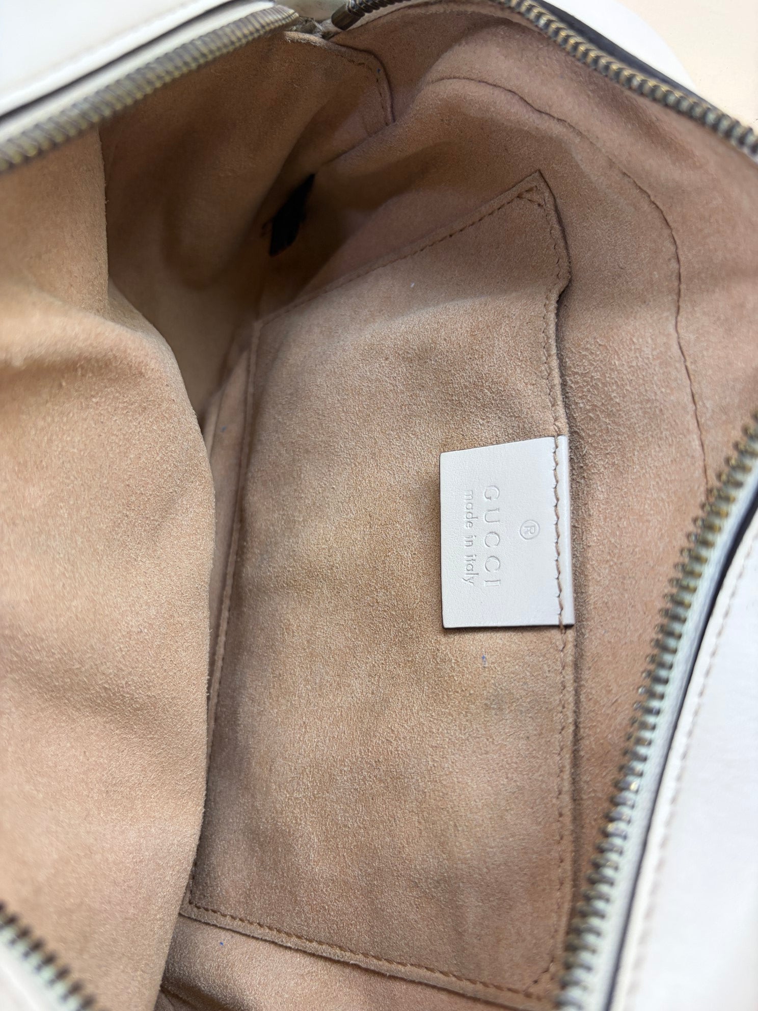 Gucci White GG Marmont Small Camera Bag