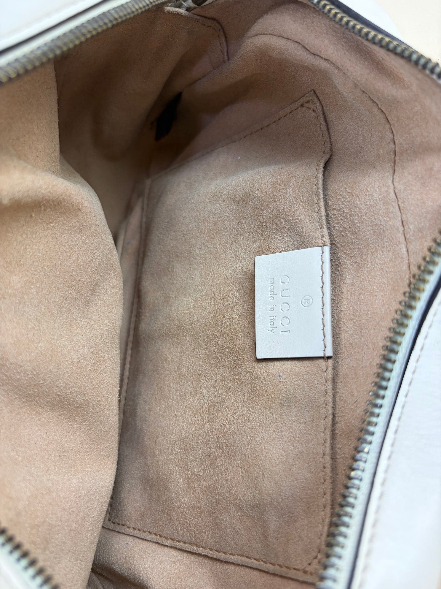 Gucci White GG Marmont Small Camera Bag