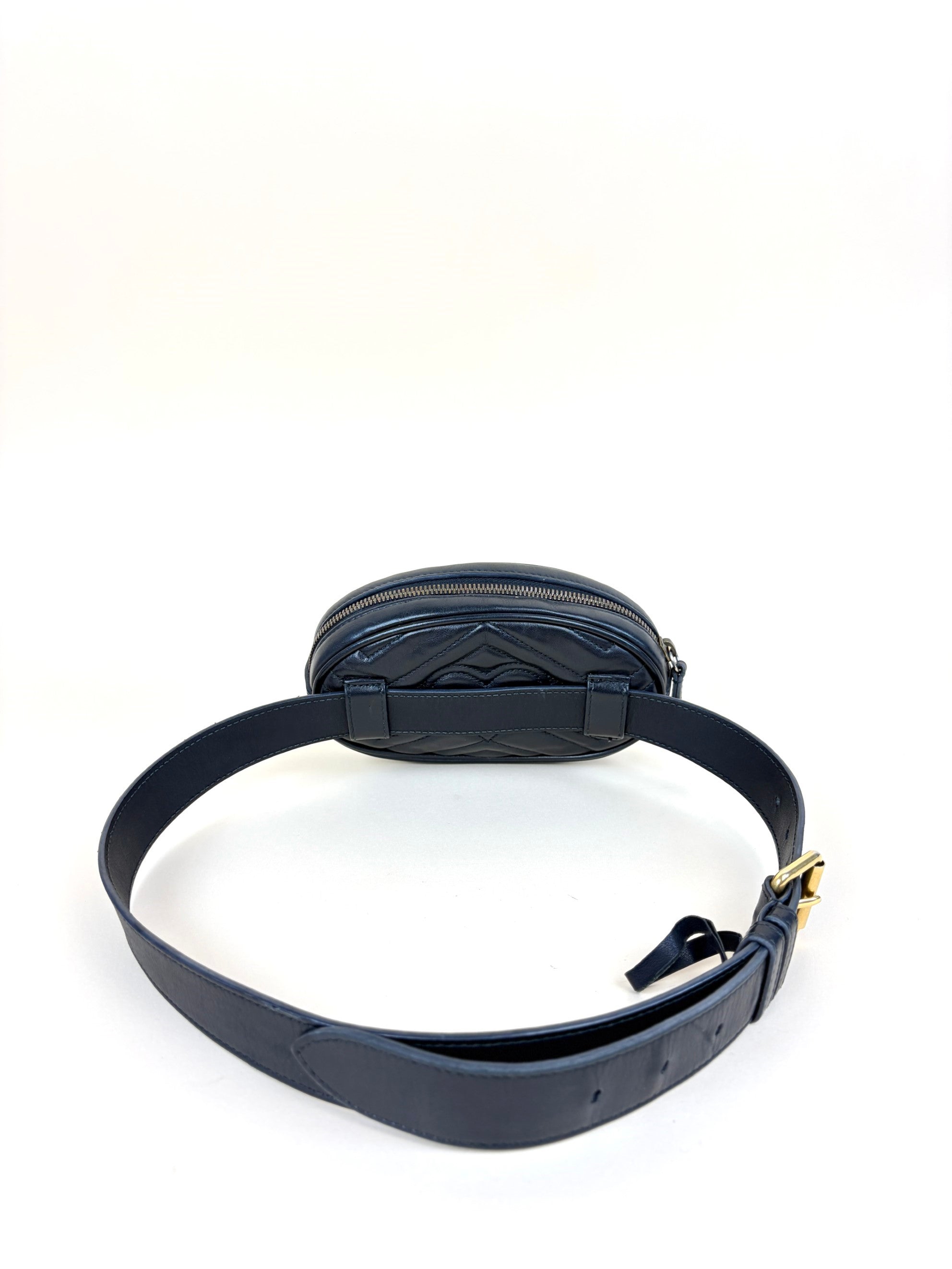Gucci black calfskin matelassé GG Marmont belt bag