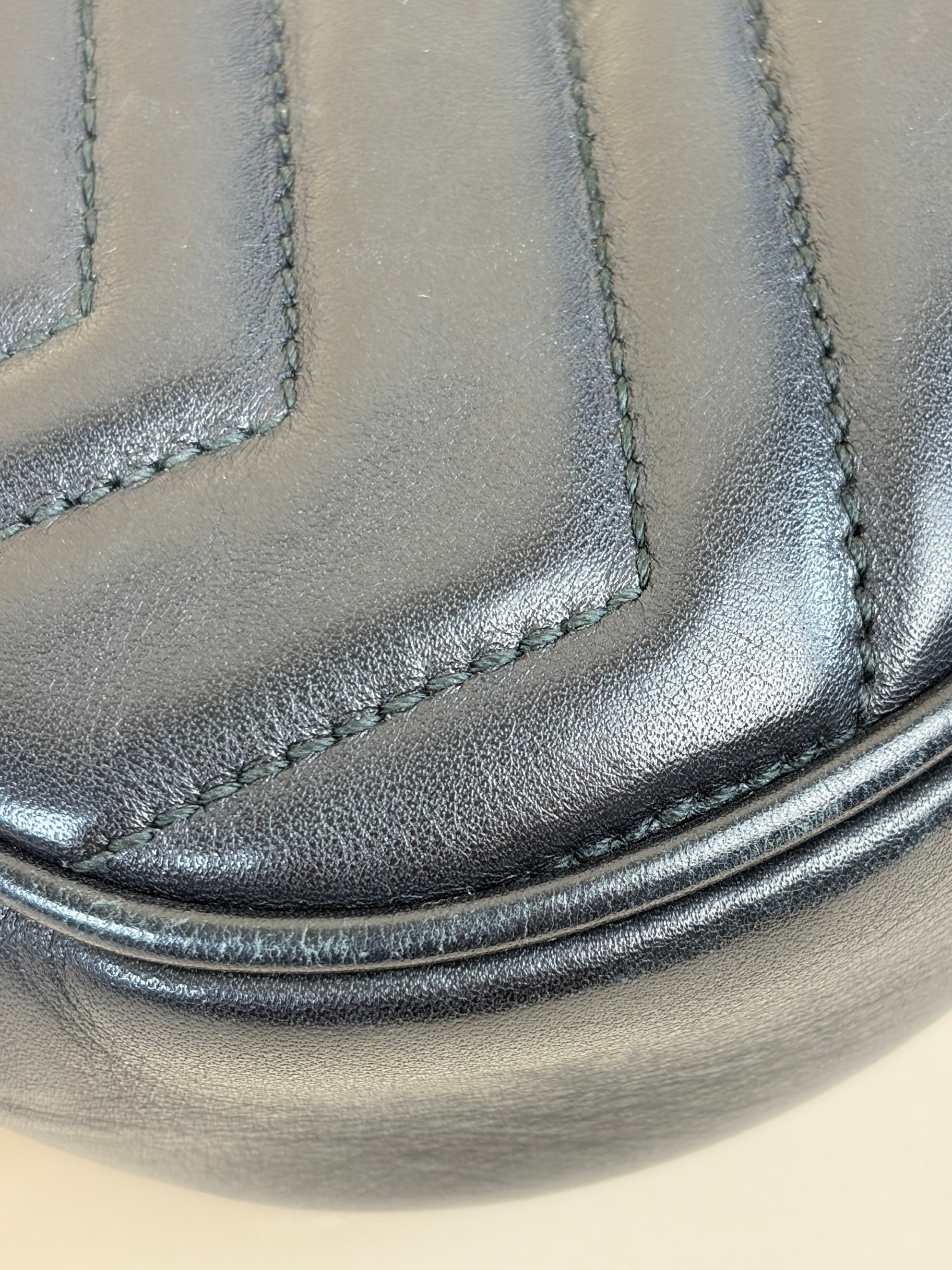 Gucci black calfskin matelassé GG Marmont belt bag