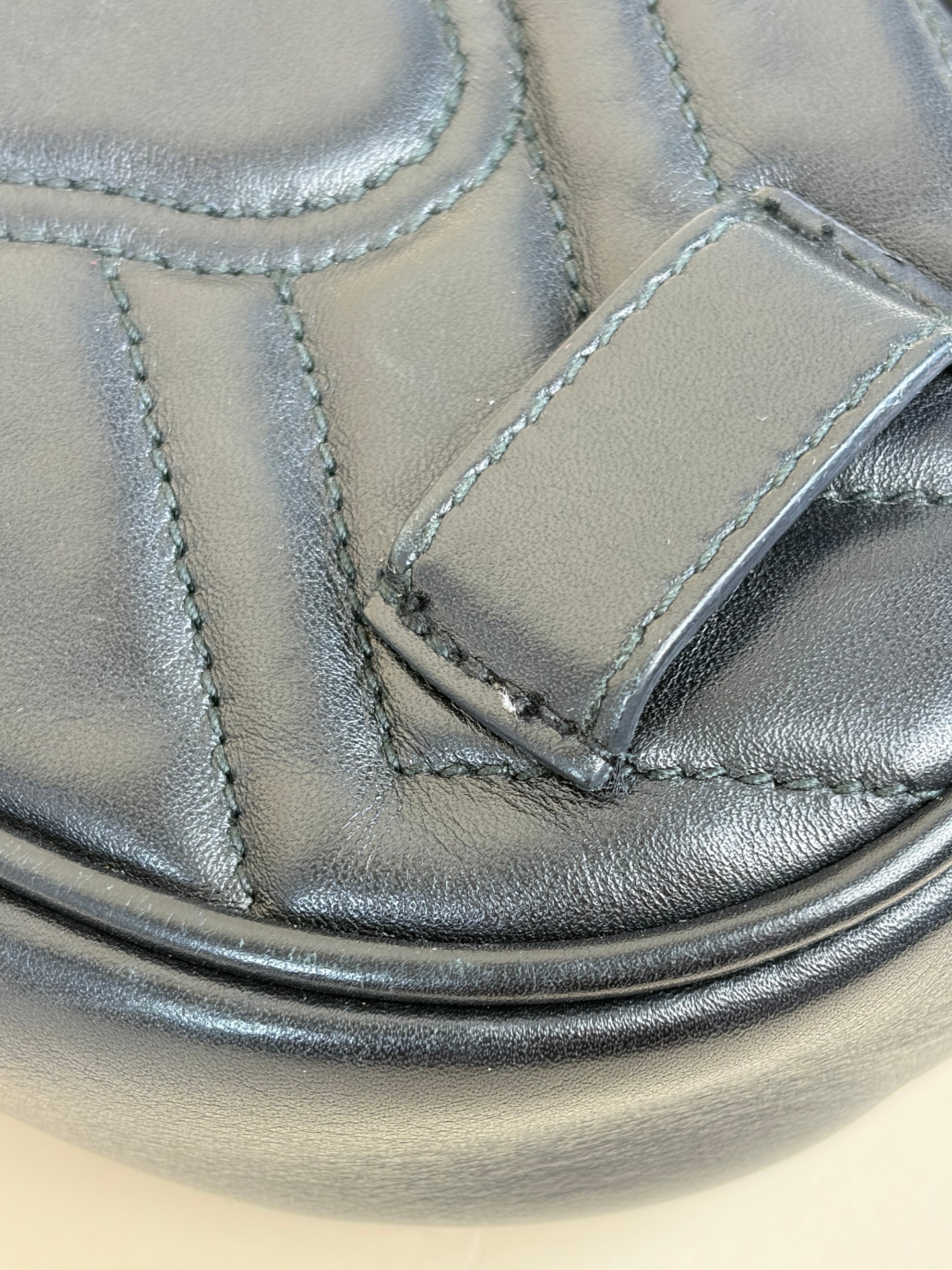 Gucci black calfskin matelassé GG Marmont belt bag