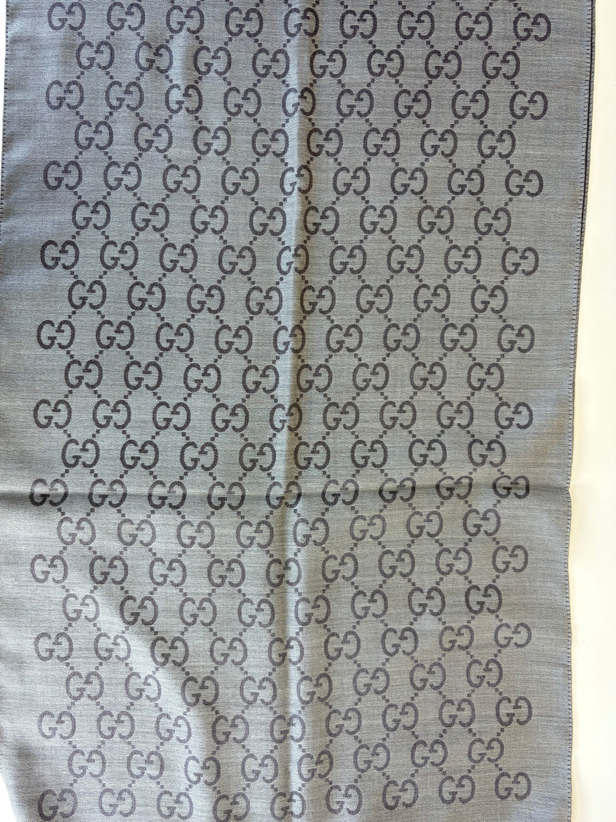 Gucci Dark Brown GG Monogram Wool Silk Scarf