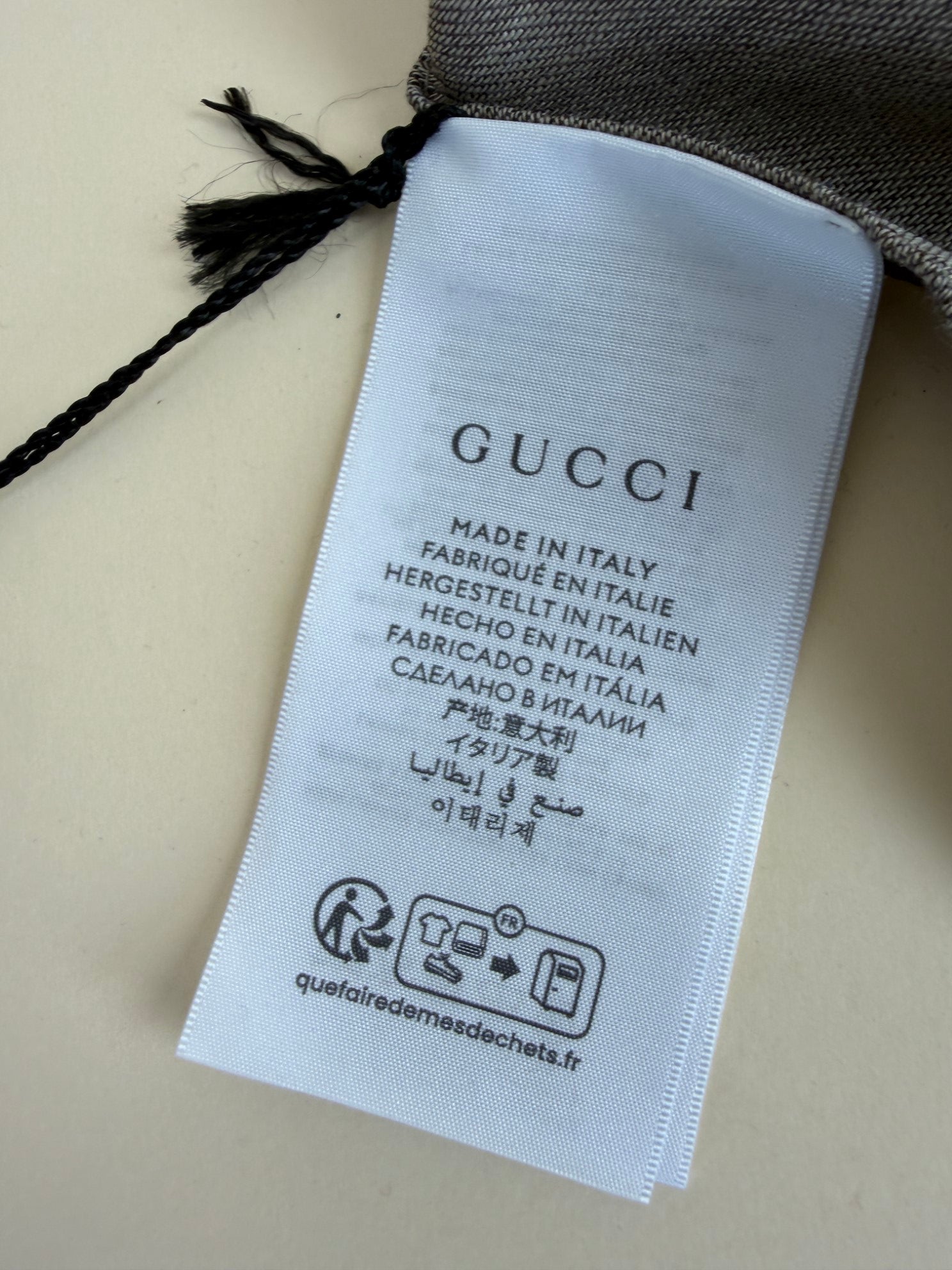 Gucci Dark Brown GG Monogram Wool Silk Scarf
