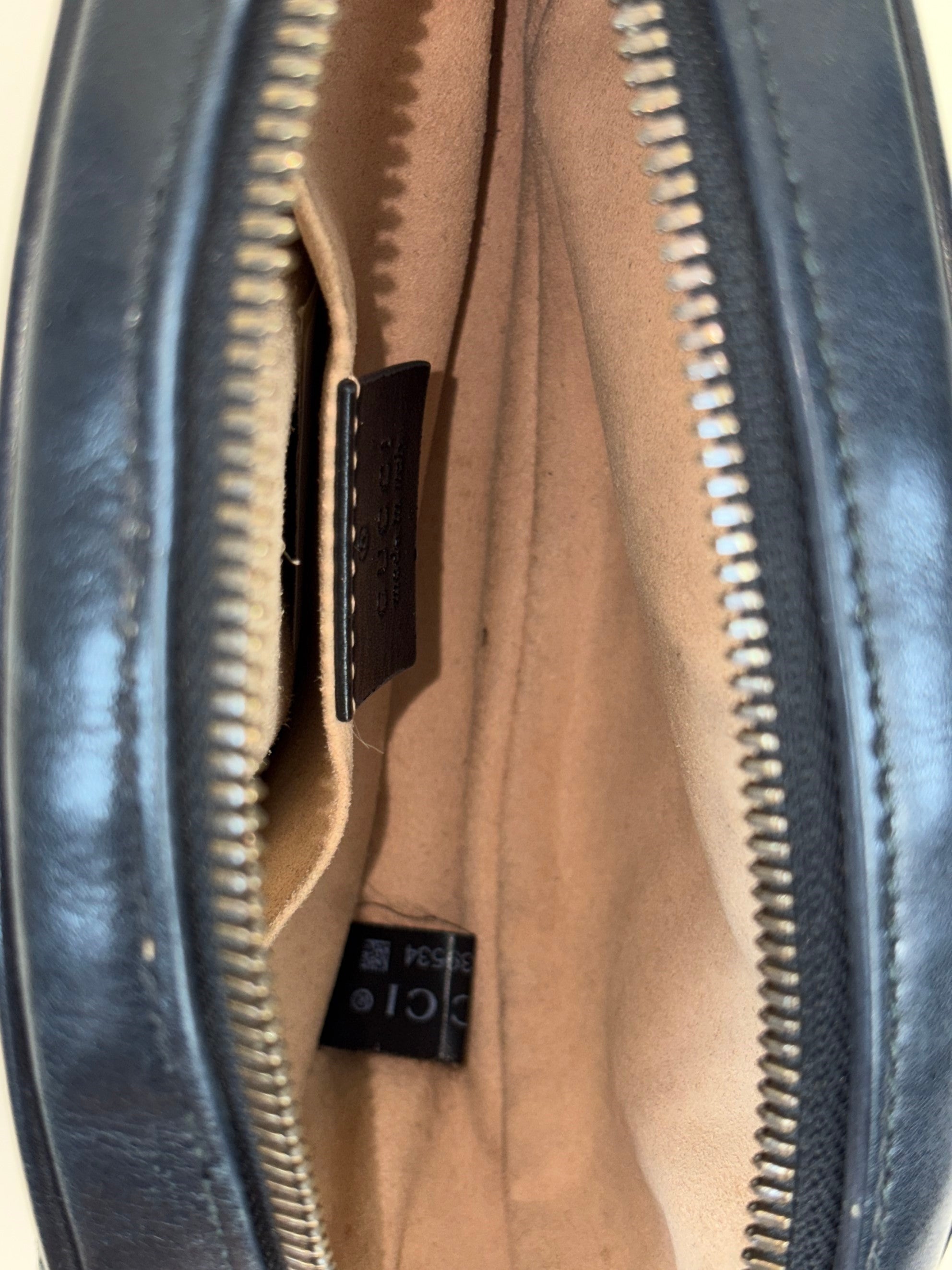 Gucci black calfskin matelassé GG Marmont belt bag