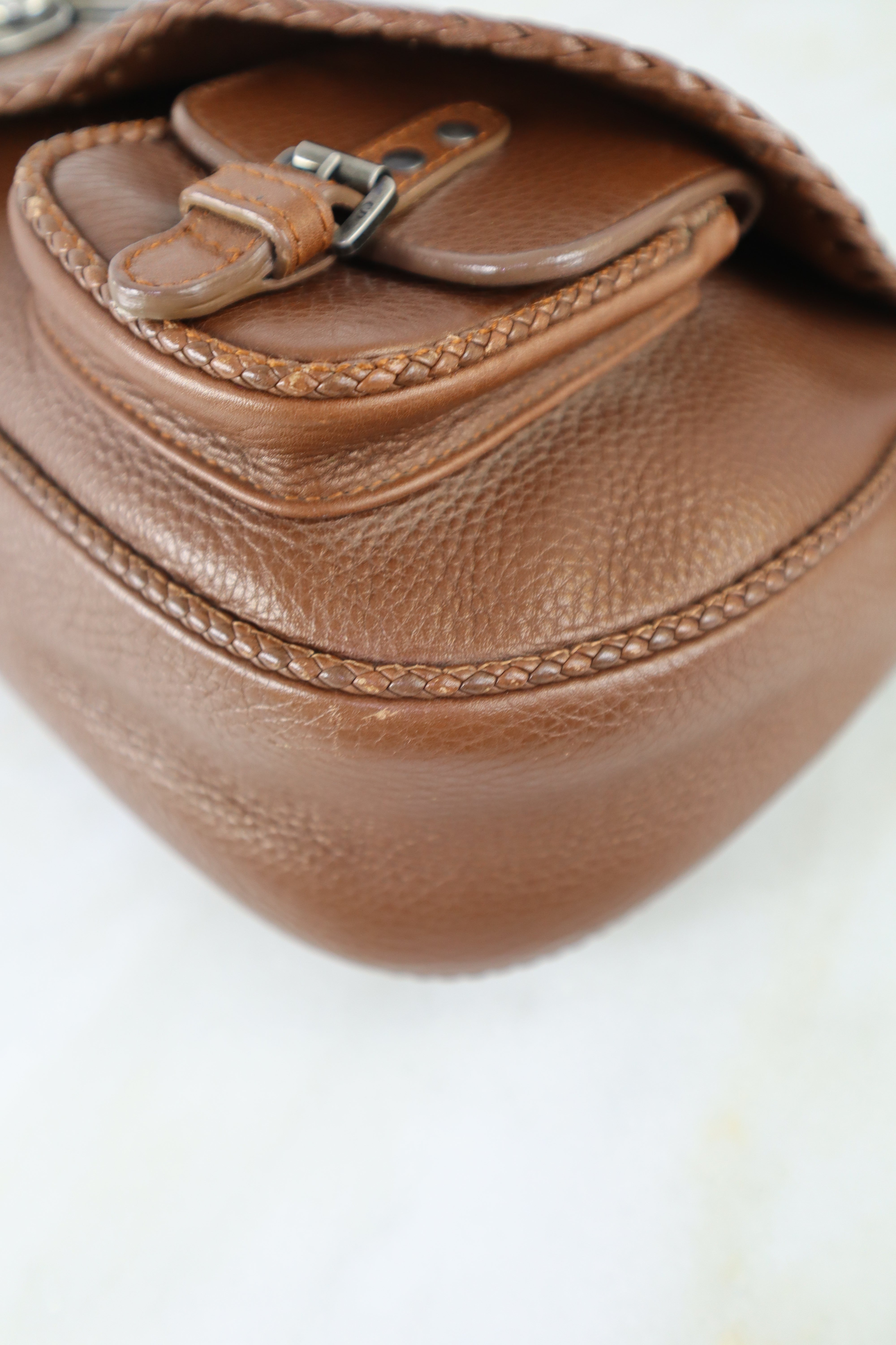 Christian Dior Brown Gaucho Whipstitch Hobo Saddle Bag