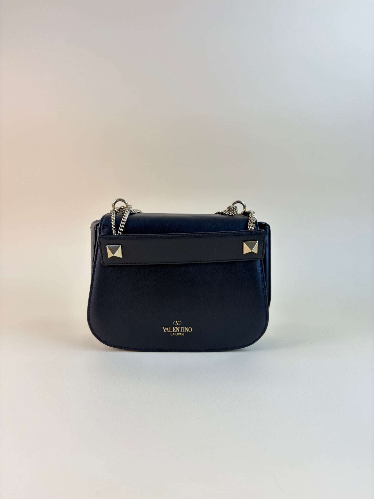 Valentino printed vl tv black studded saddle Shoulder Bag