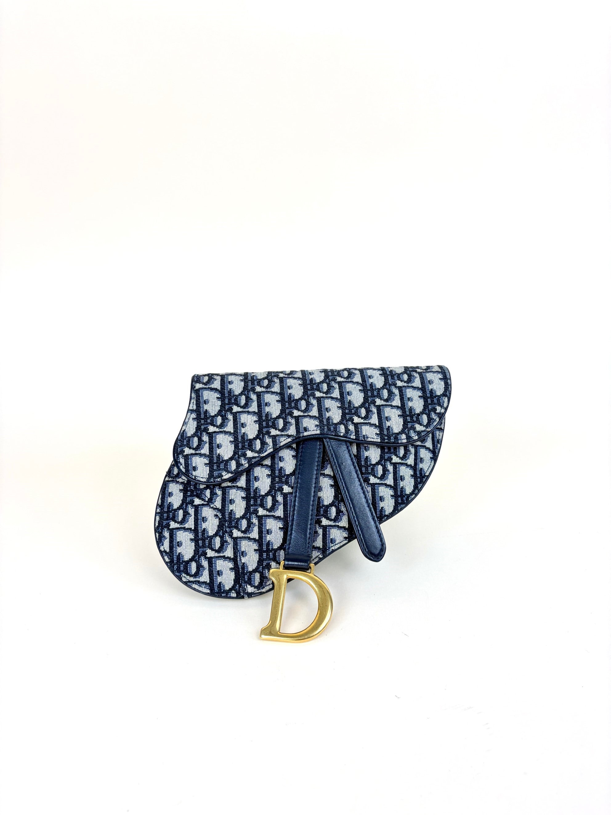 Christian Dior Blue Oblique Saddle flat bag