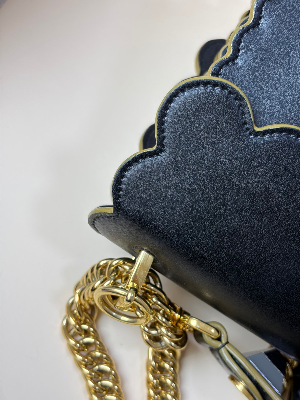 Fendi black vitello liberty scalloped studded Kan I shoulder bag