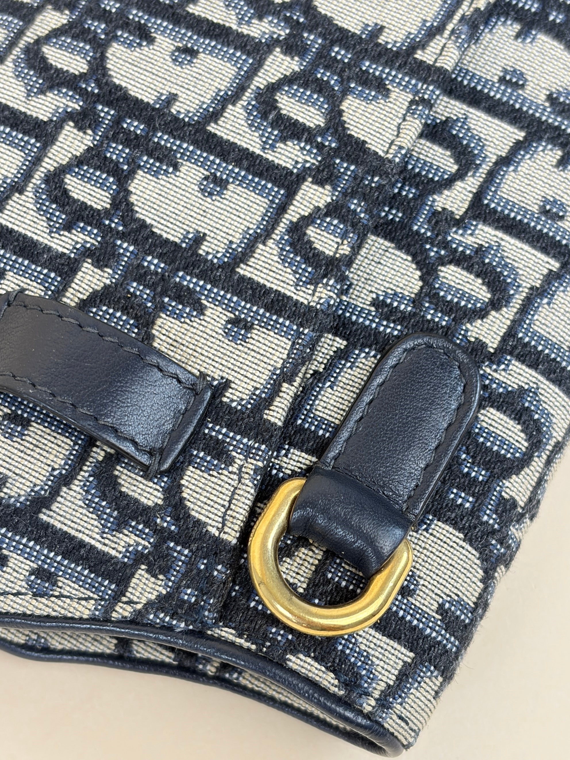 Christian Dior Blue Oblique Saddle flat bag