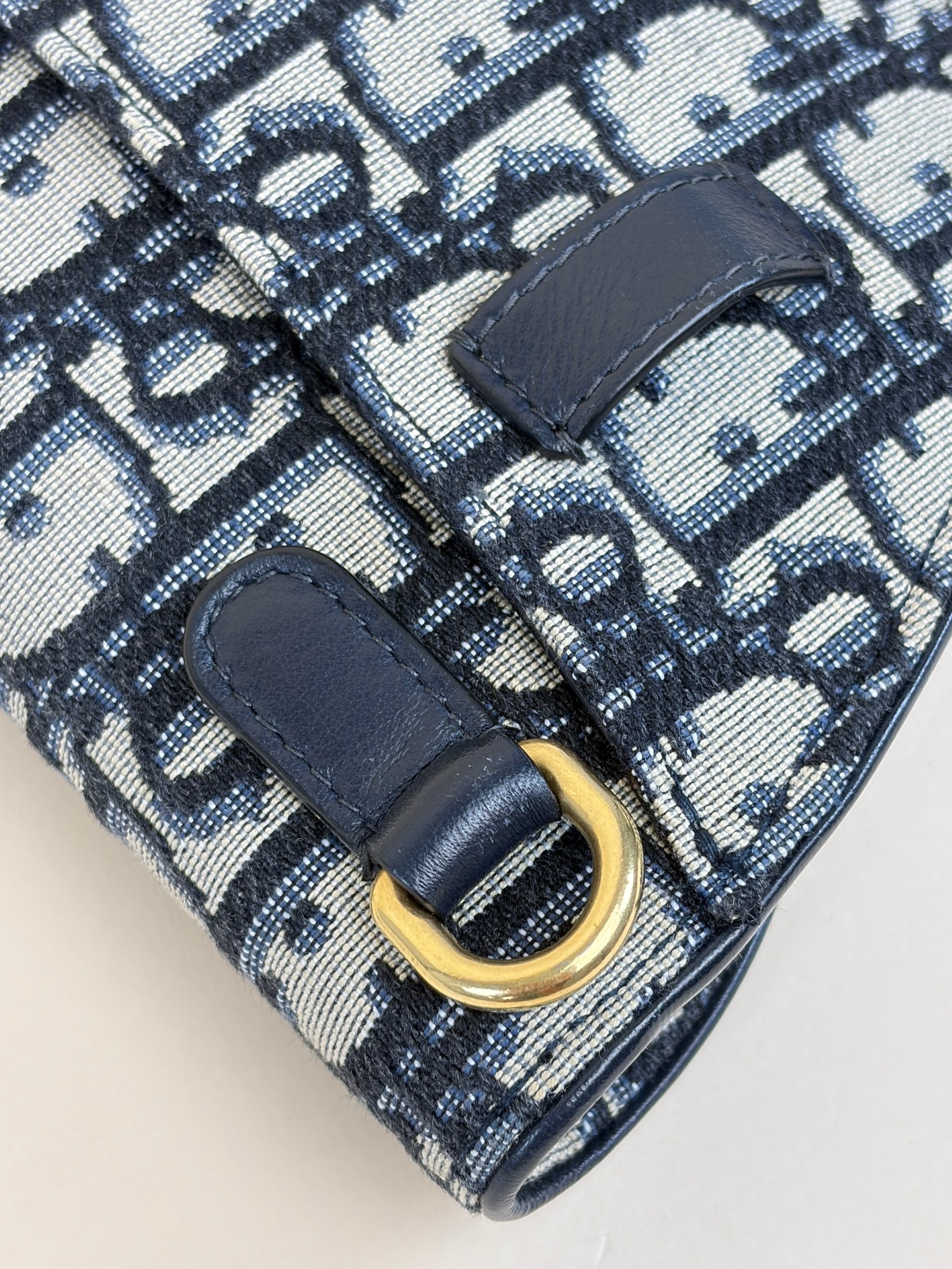 Christian Dior Blue Oblique Saddle flat bag