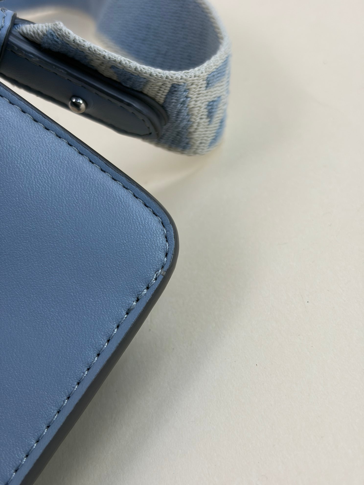 stella McCartney sky blue leather mini logo cross body