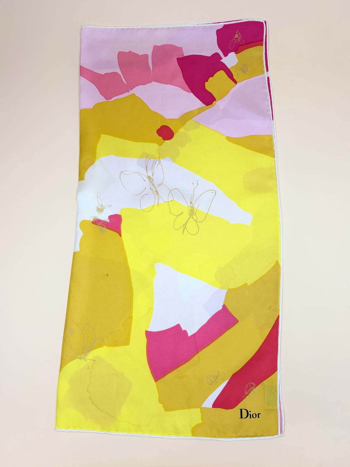 Dior multicolor butterfly printed square silk scarf