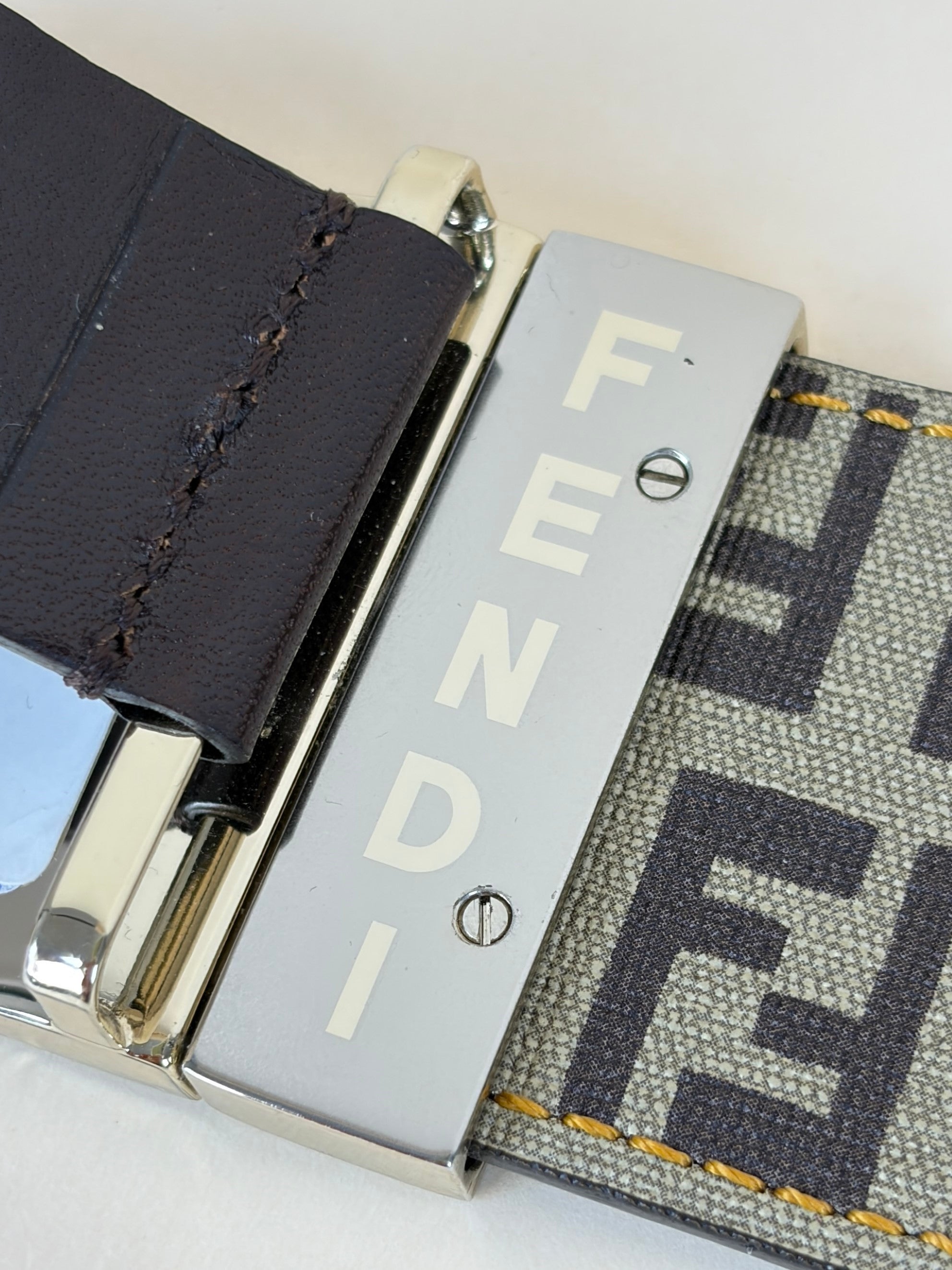 Fendi Bicolor Zucca Zucchino Reversible Buckle Belt