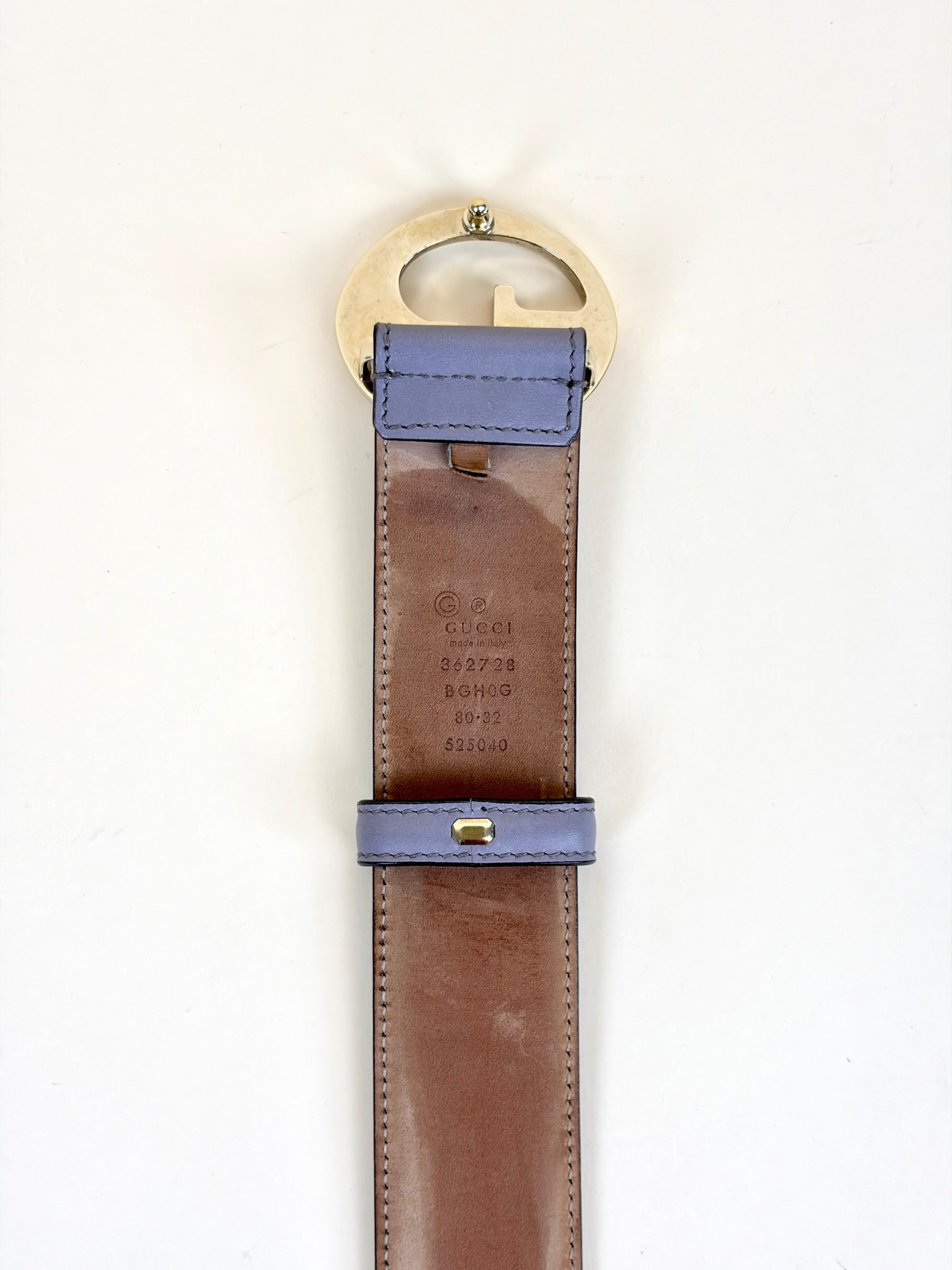 Gucci grey leather interlocking belt