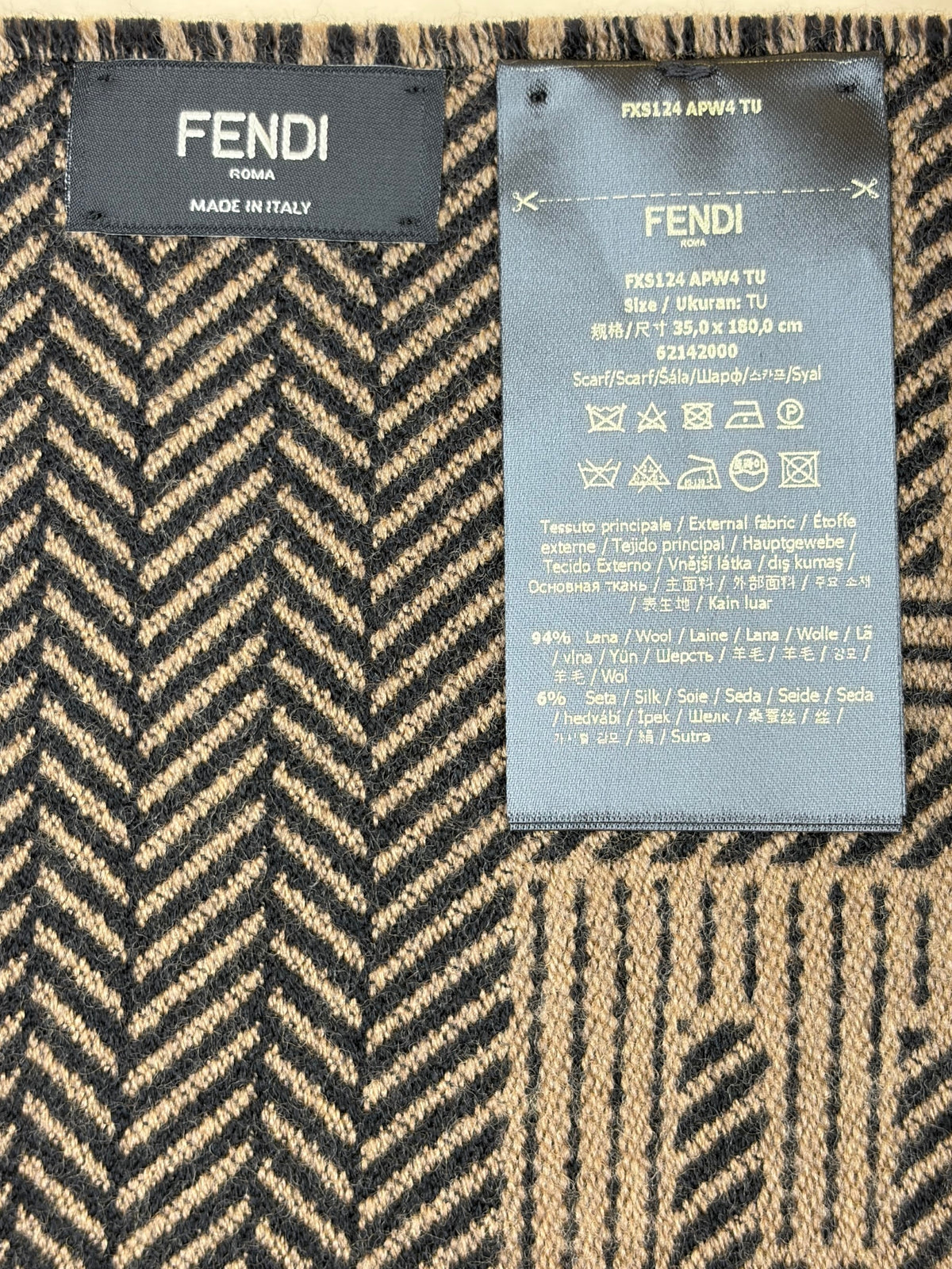 Fendi brown ff monogram wool scarf