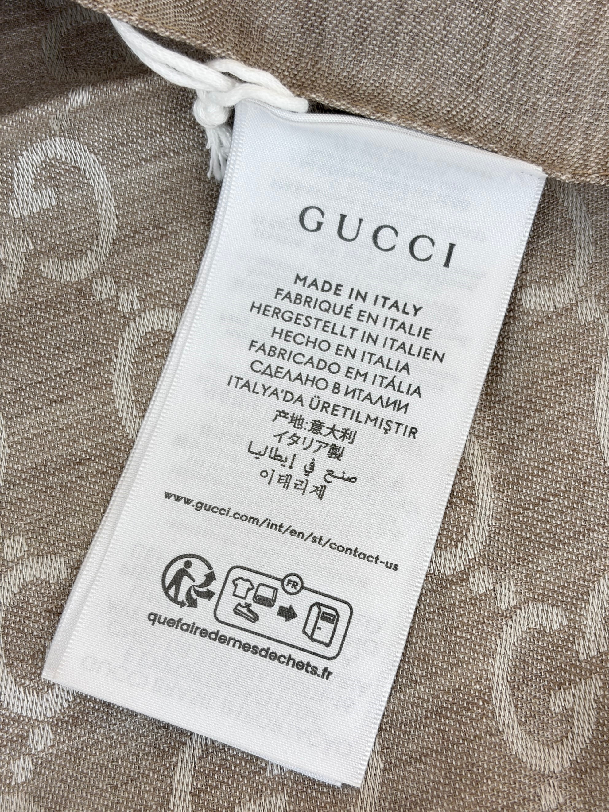 Gucci beige gg wool silk scarf