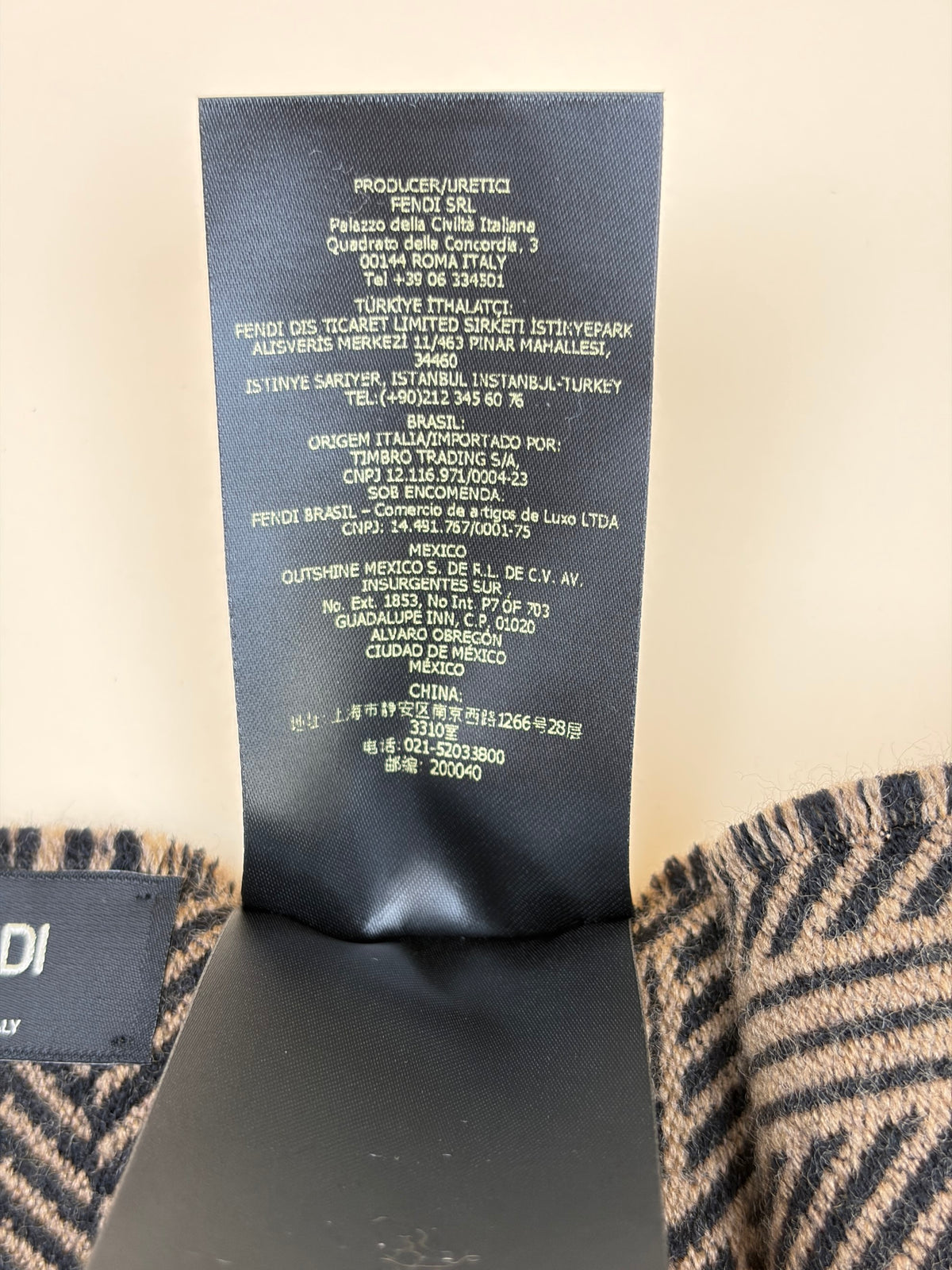 Fendi brown ff monogram wool scarf