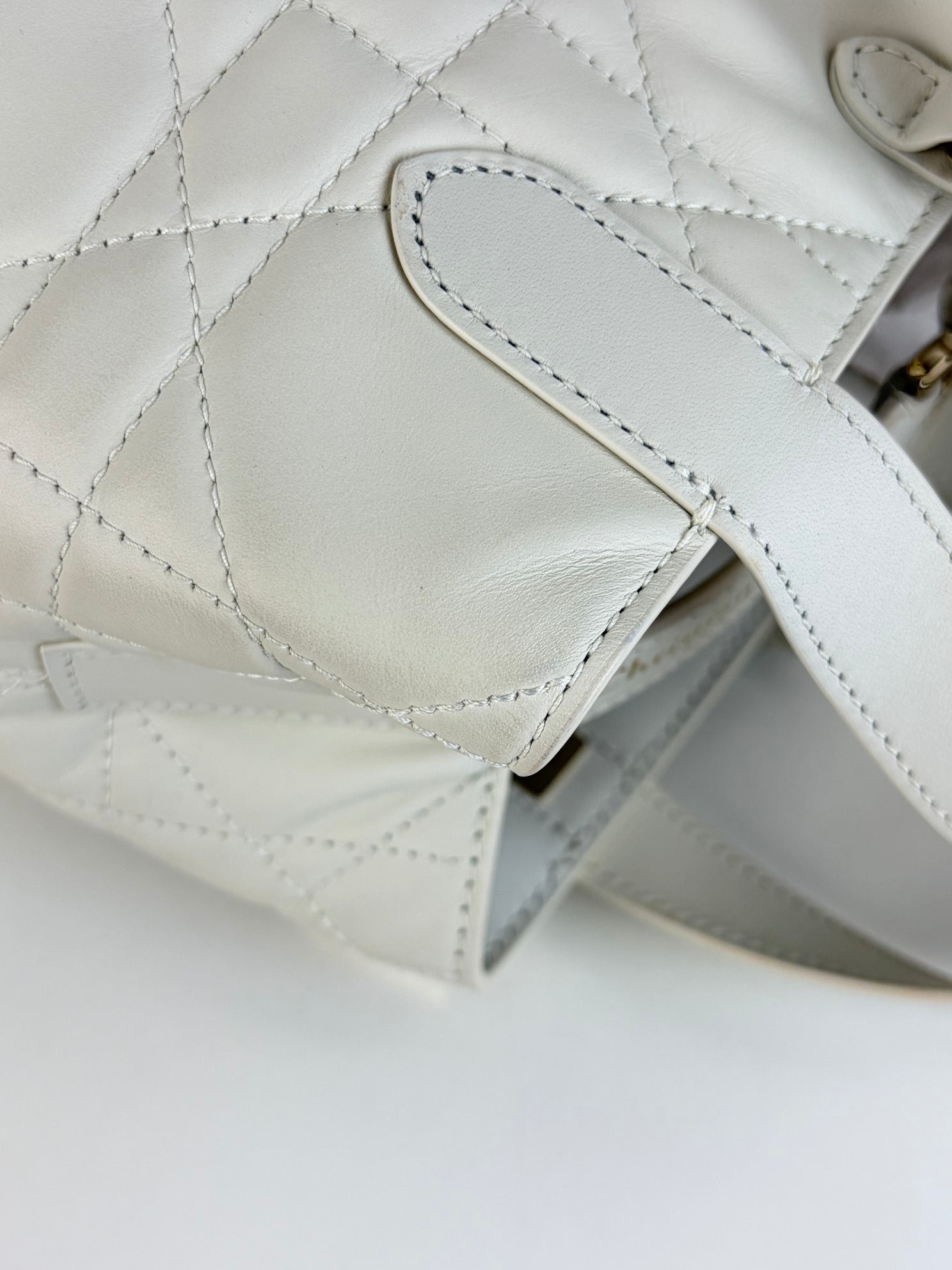 Christian Dior latte macro carnage bonjours vertical bag