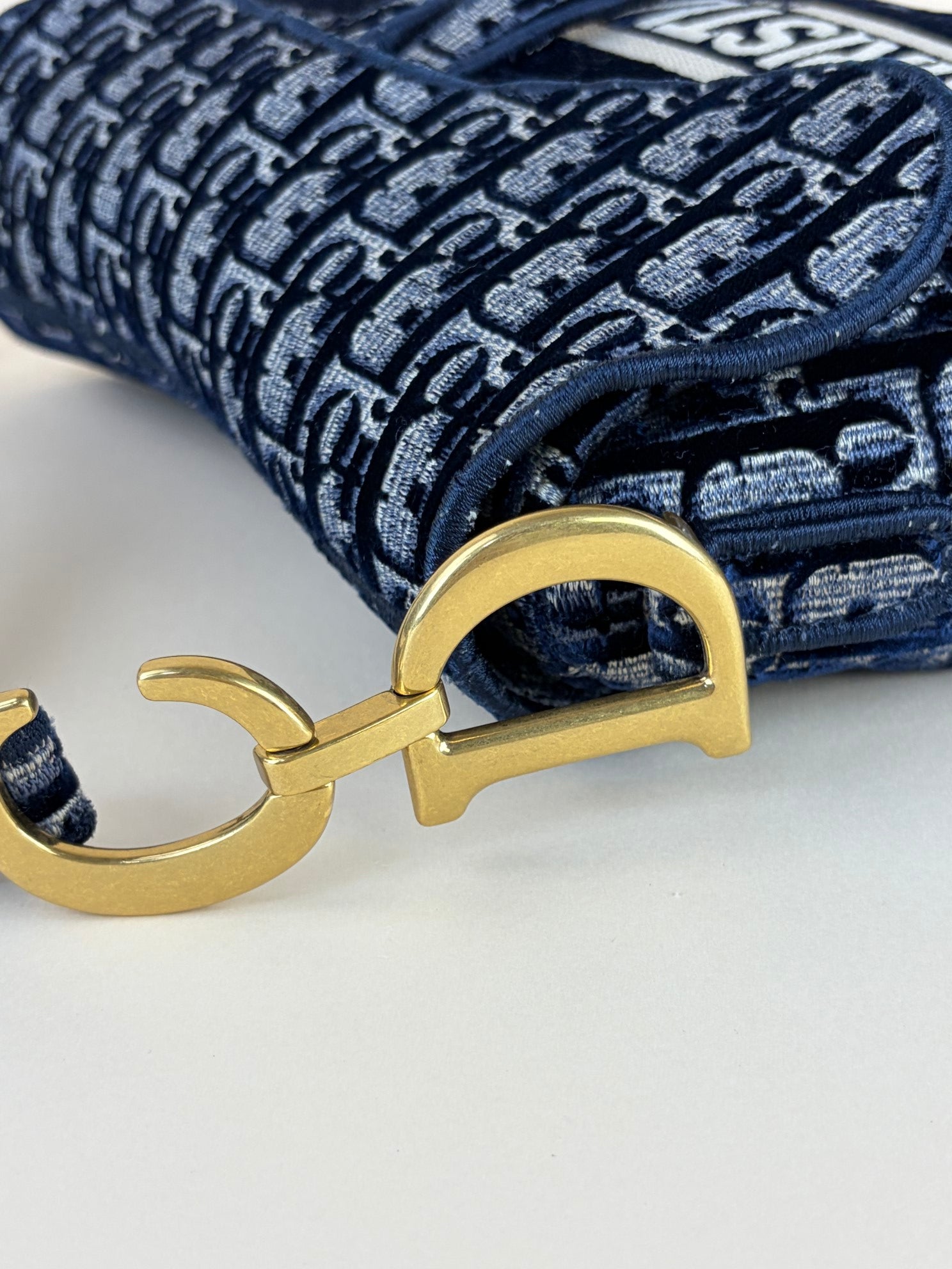 Christian Dior blue Oblique Saddle velvet
