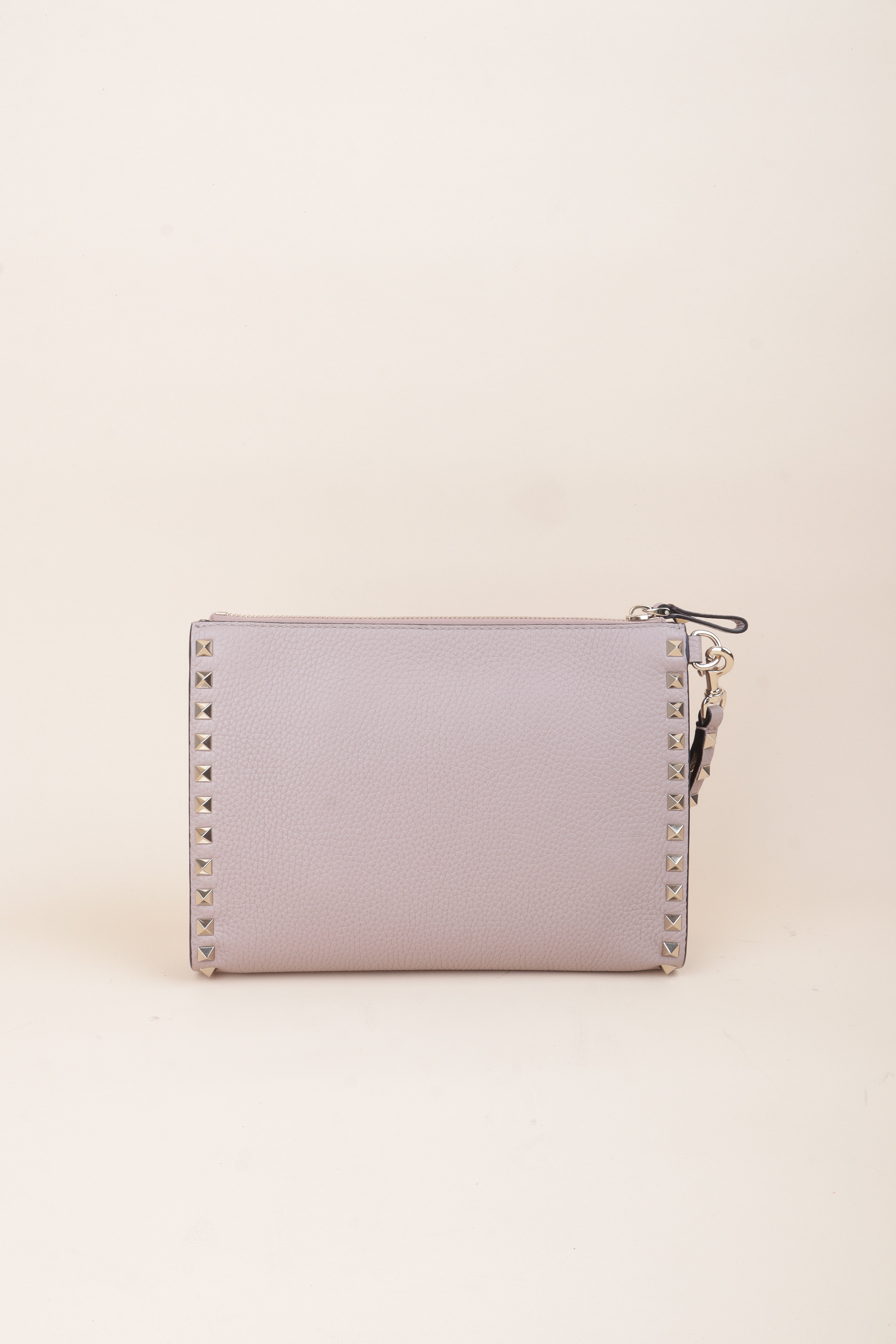 Valentino New Nude Flat Pouch Uni Rockstuds Zipped Clutch with Holder