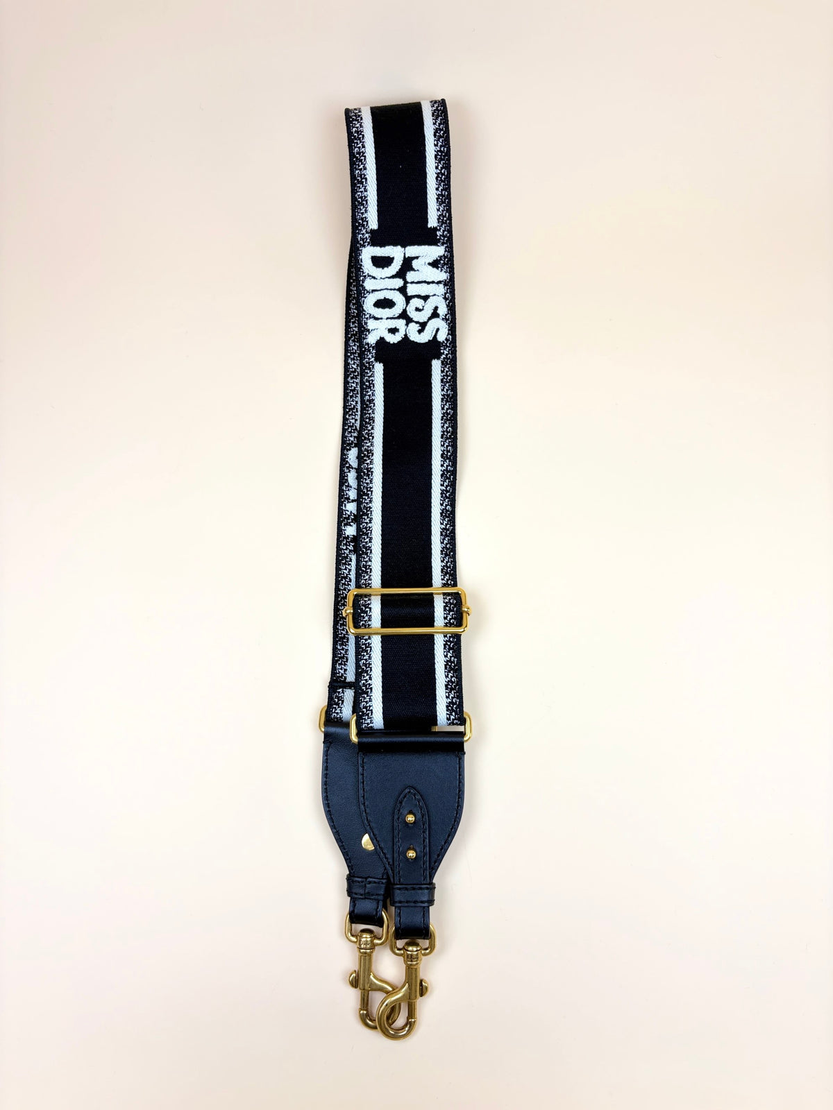 Christian Dior black mis dior embroidery adjustable shoulder strap