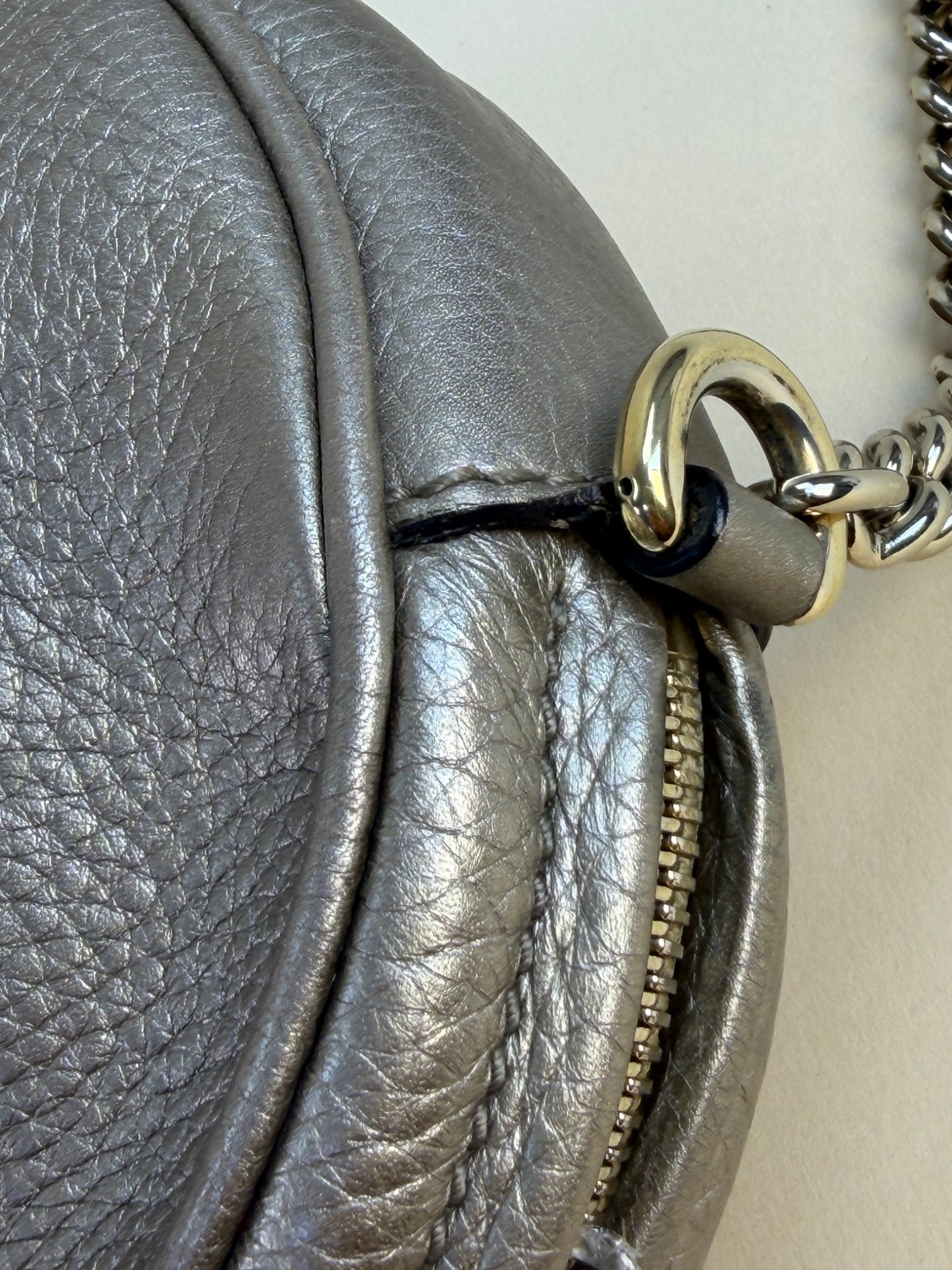 Gucci gold metallic mini soho chain cross body bag